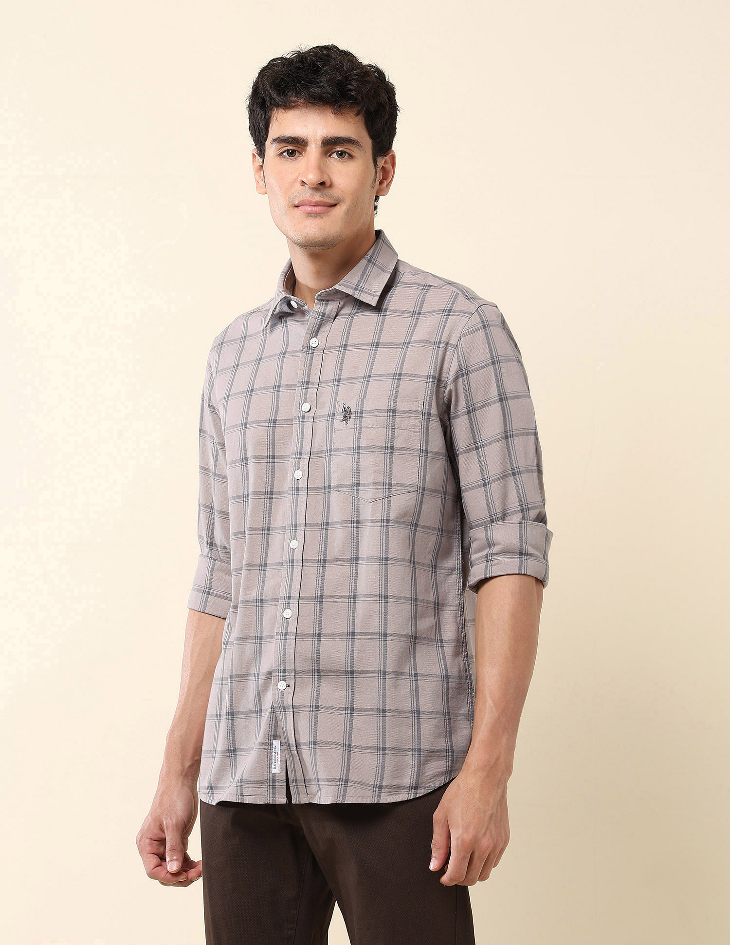 U.S. Polo Assn. Grid Tattersall Checked Tailored Fit Shirt
