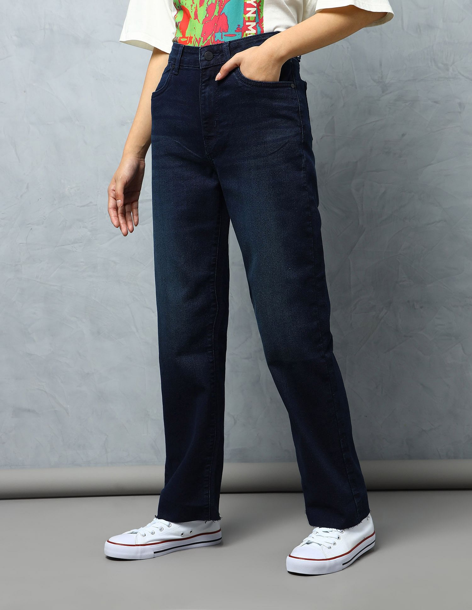 Flying Machine Women High Rise Straight Fit Jeans