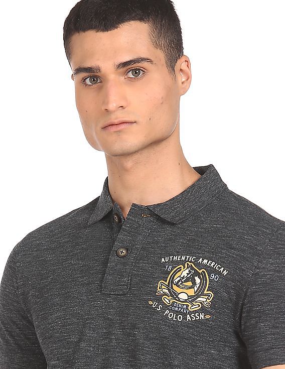 U.S. Polo Assn. Denim Co. Brand Print Heathered Polo Shirt