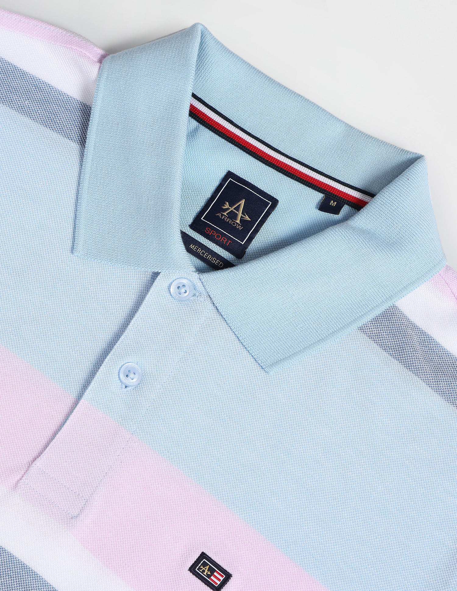 Arrow Sports Mercerised Cotton Horizontal Stripe Polo Shirt