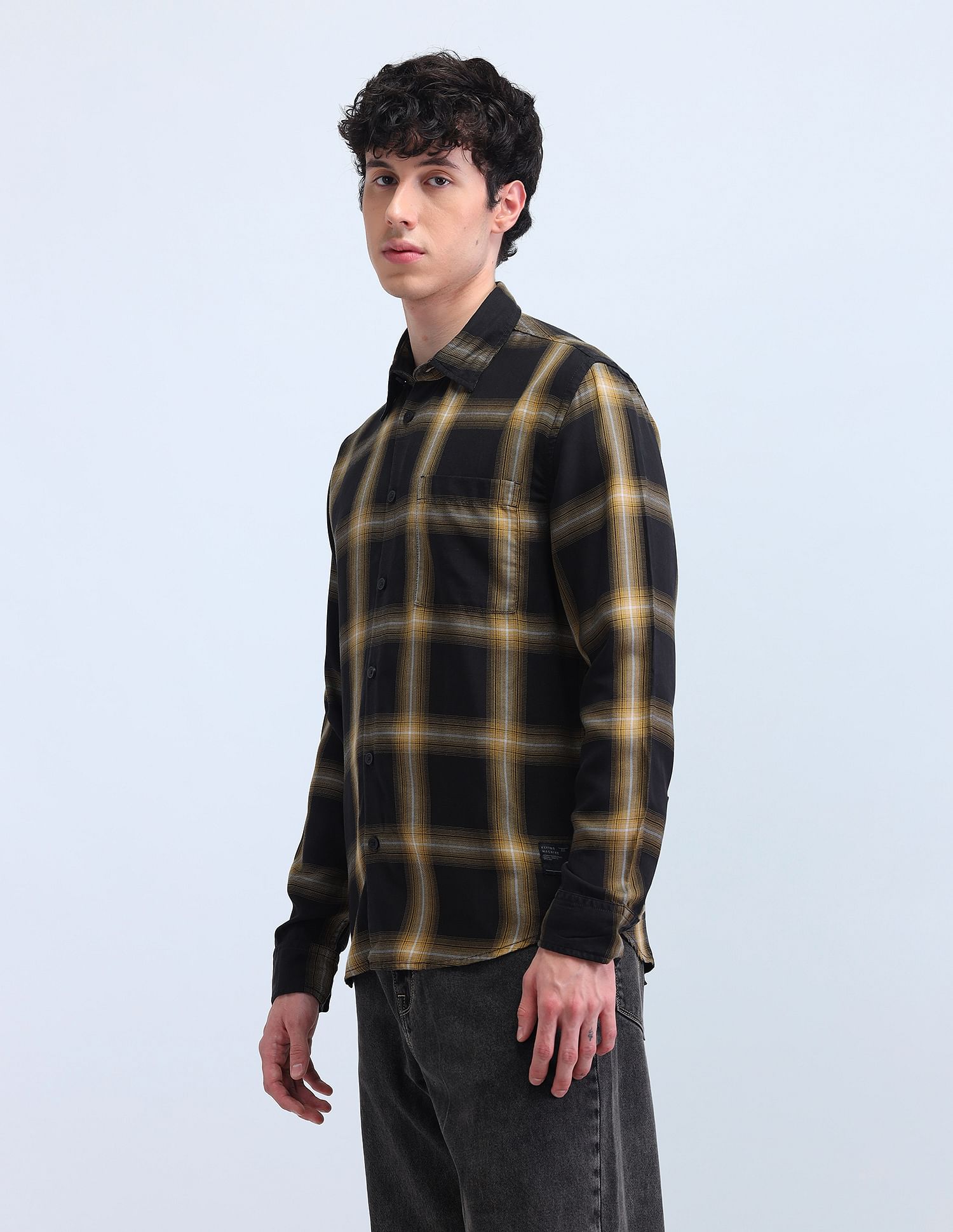 Flying Machine Grid Tattersall Checked Twill Shirt