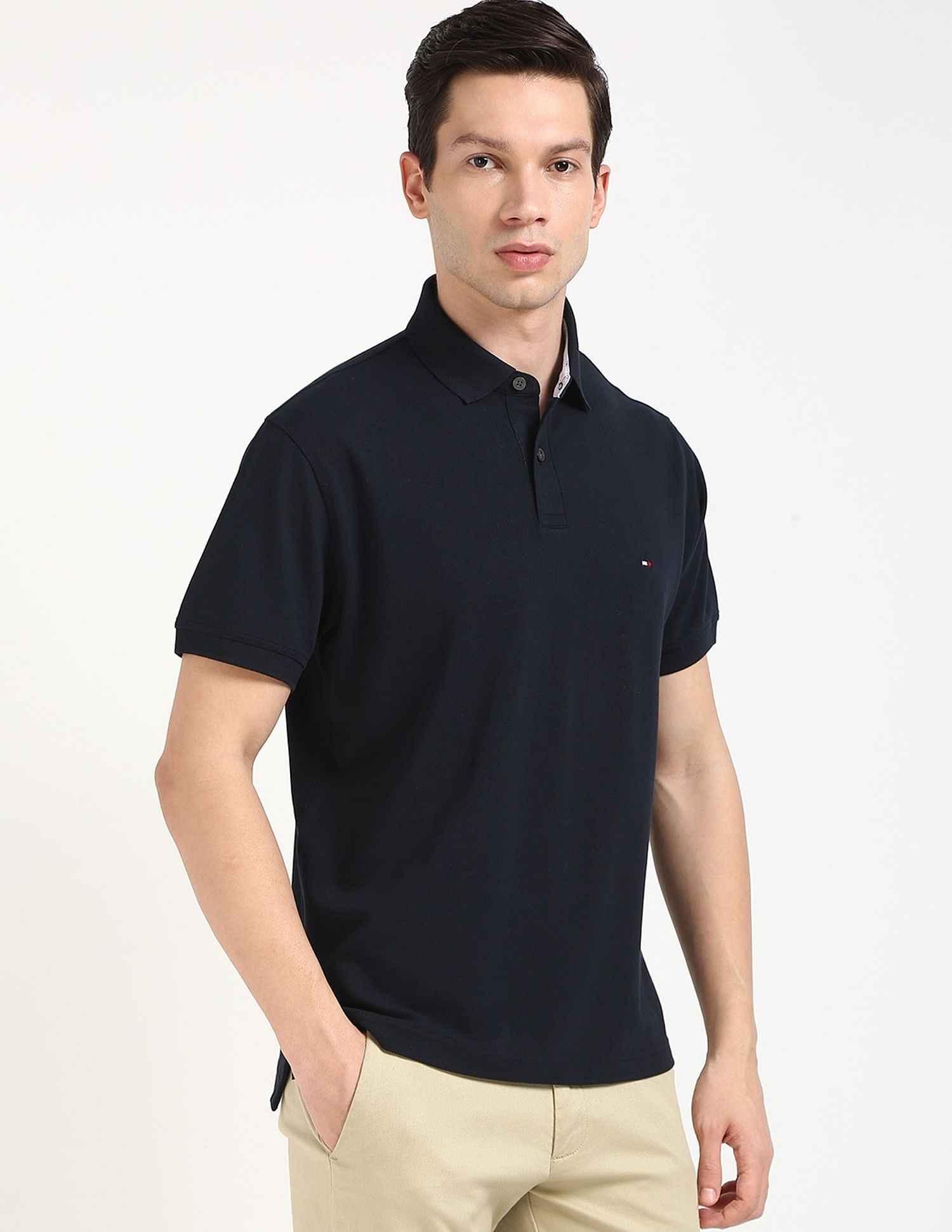 Tommy Hilfiger Solid Regular-Fit Cotton Polo Shirt