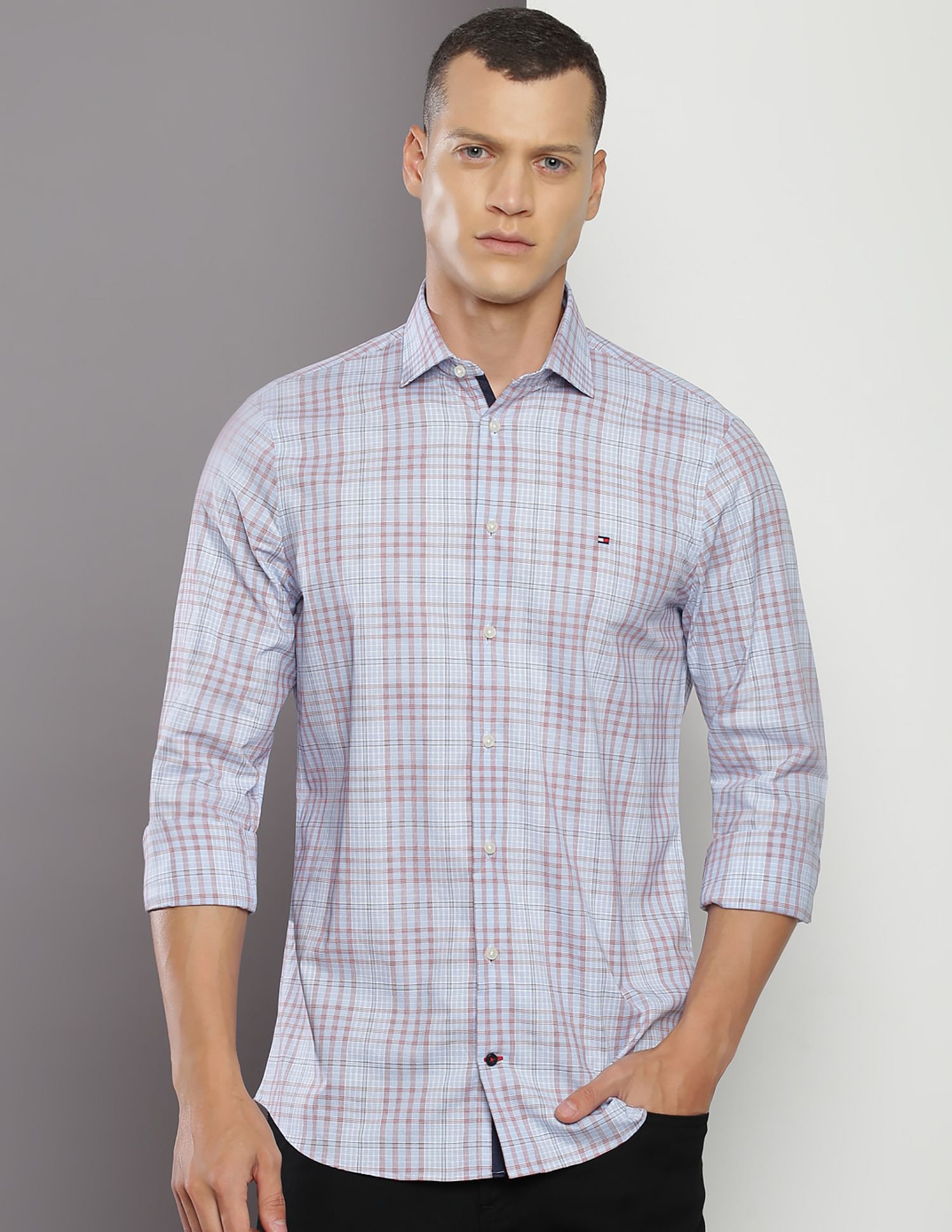 Tommy Hilfiger Glen Check Stretch Slim Fit Shirt