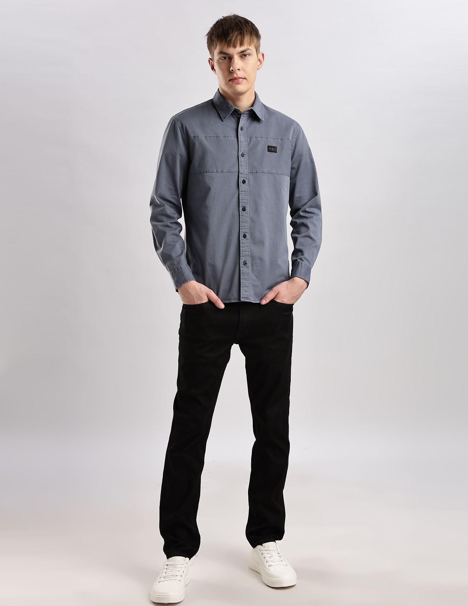 Calvin Klein Jeans Solid Slim Fit Plain Woven Shirt