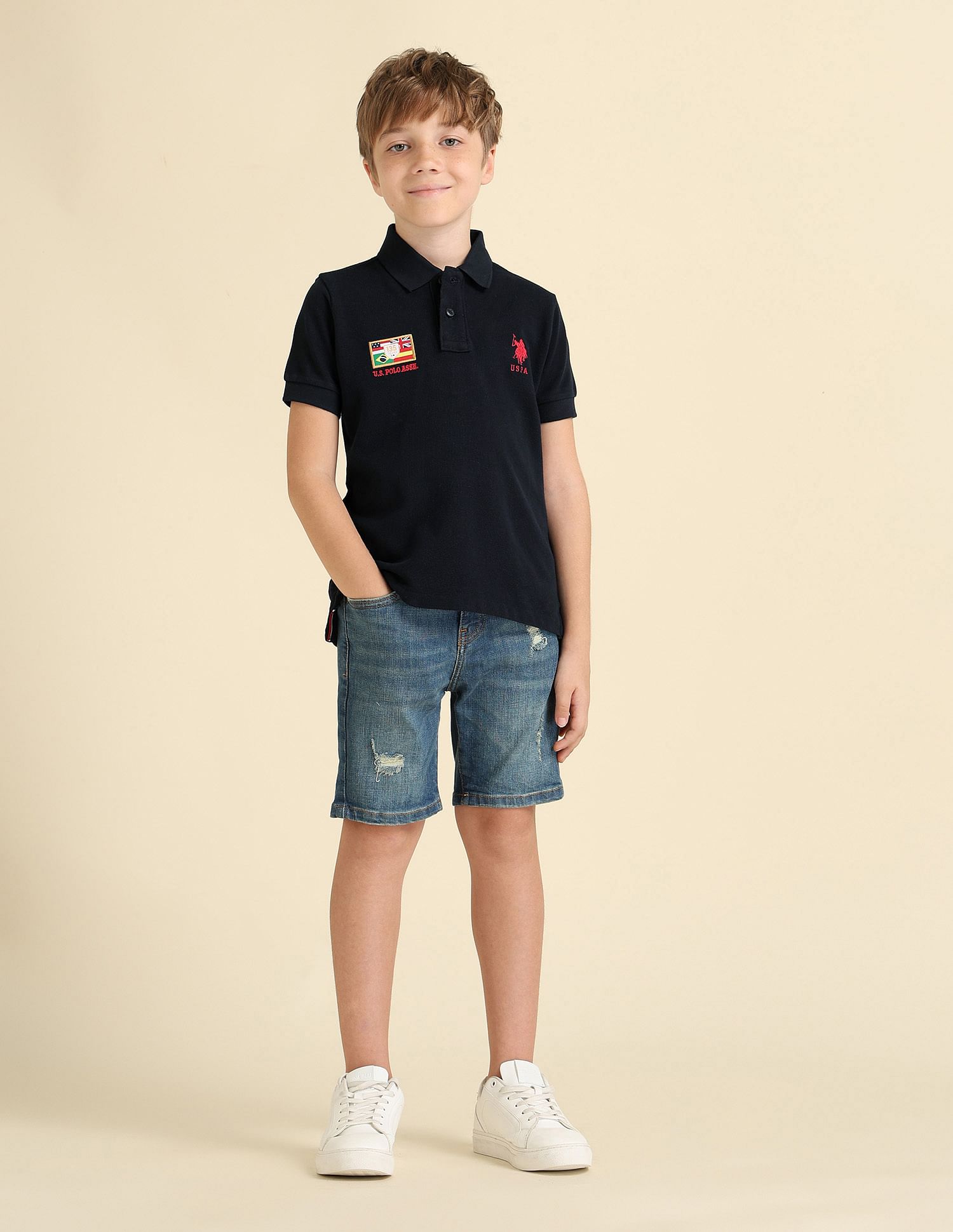U.S. Polo Assn. Kids Boys Brand Appliqued Regular Fit Polo Shirt