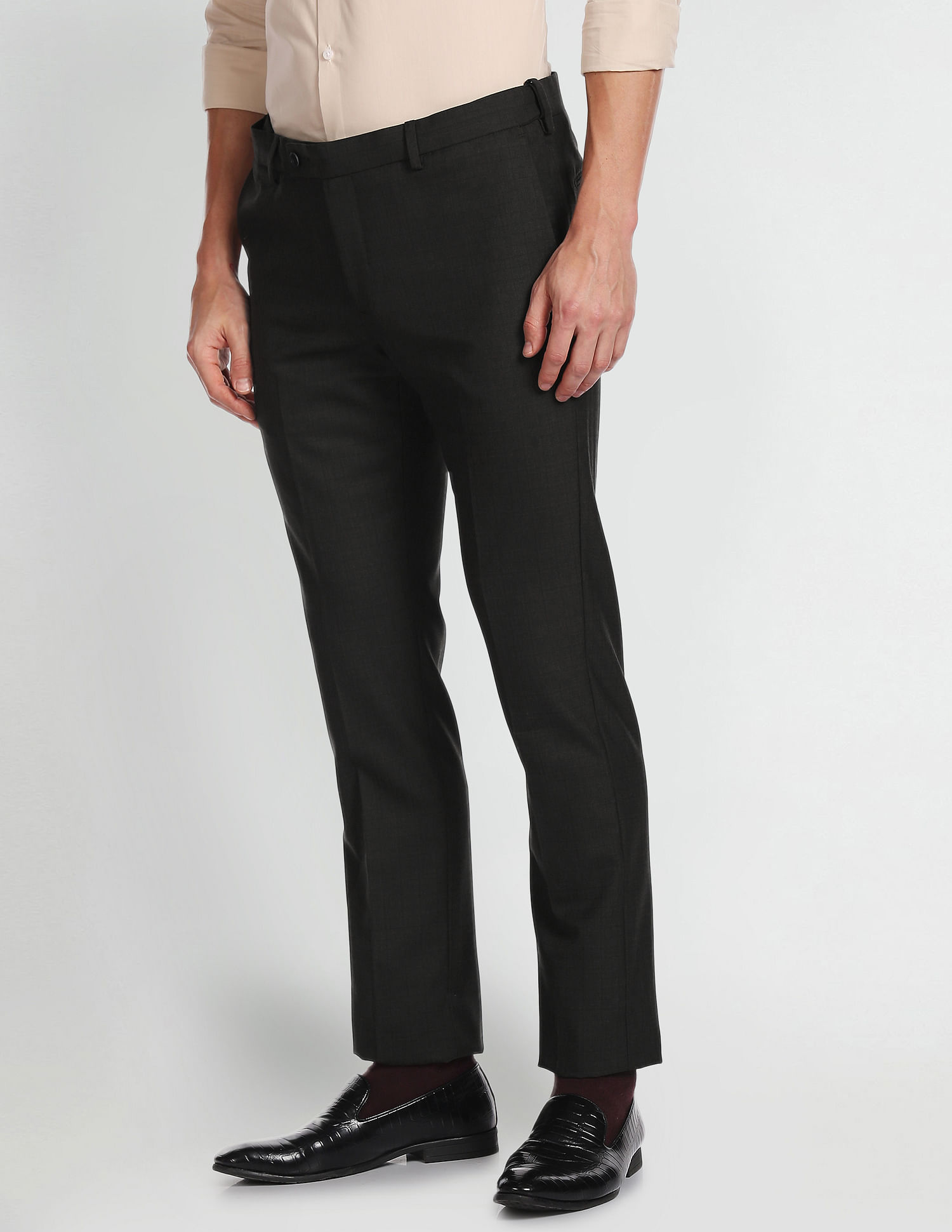 Black Check Pattern Slouchy Trousers - Saman Butik | Shop Online