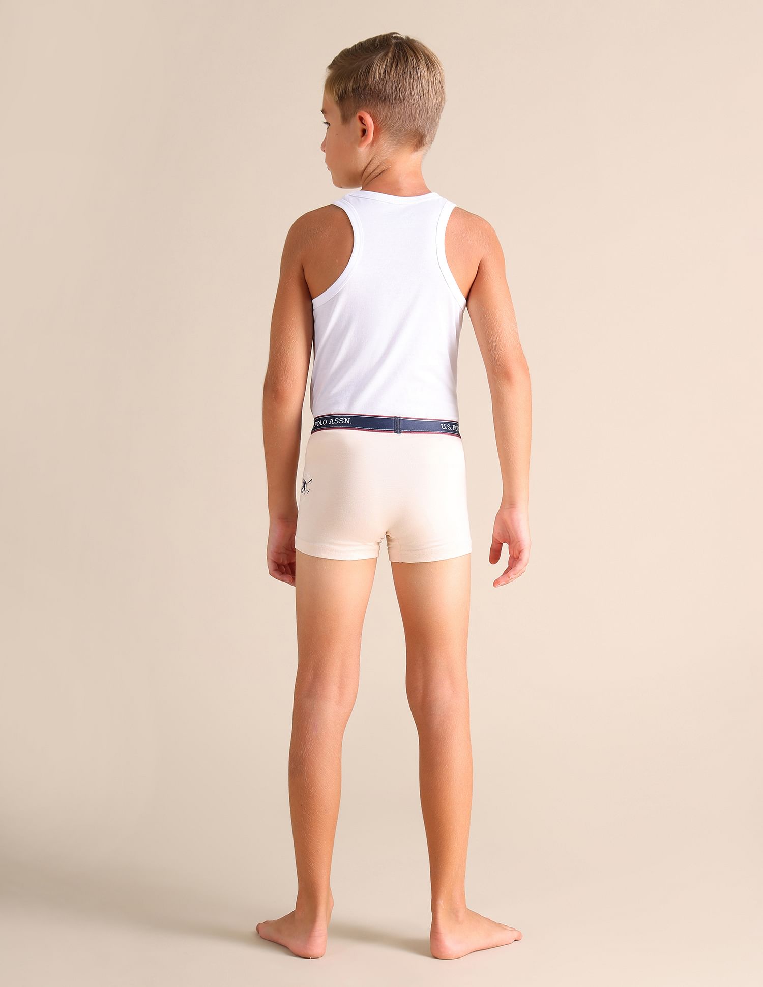 USPA Innerwear Boys Solid Cotton Spandex EKT03 Trunks - Pack Of 2