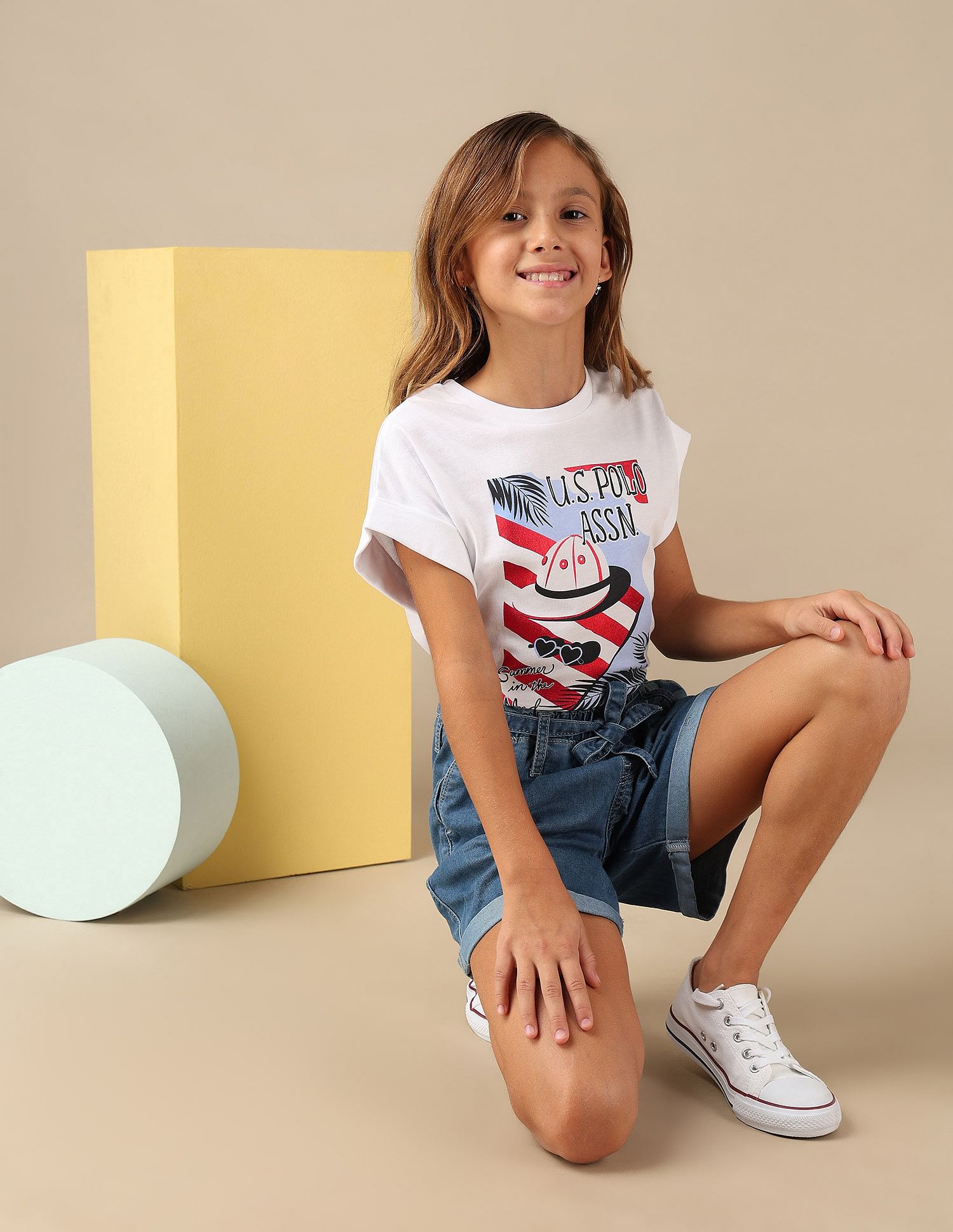 U.S. Polo Assn. Kids Girls Resort Graphic Cotton T-Shirt