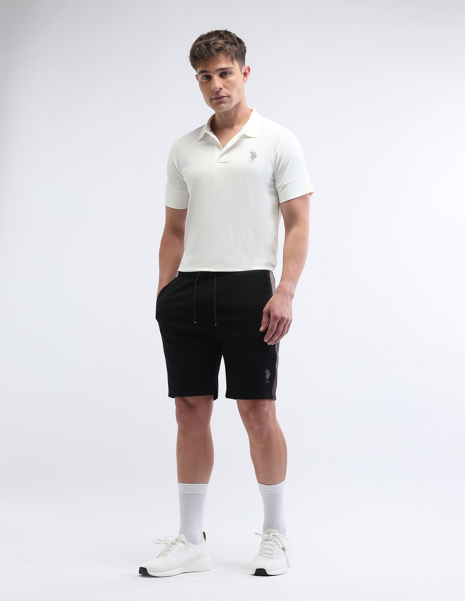 USPA Active Solid Slim Fit Shorts