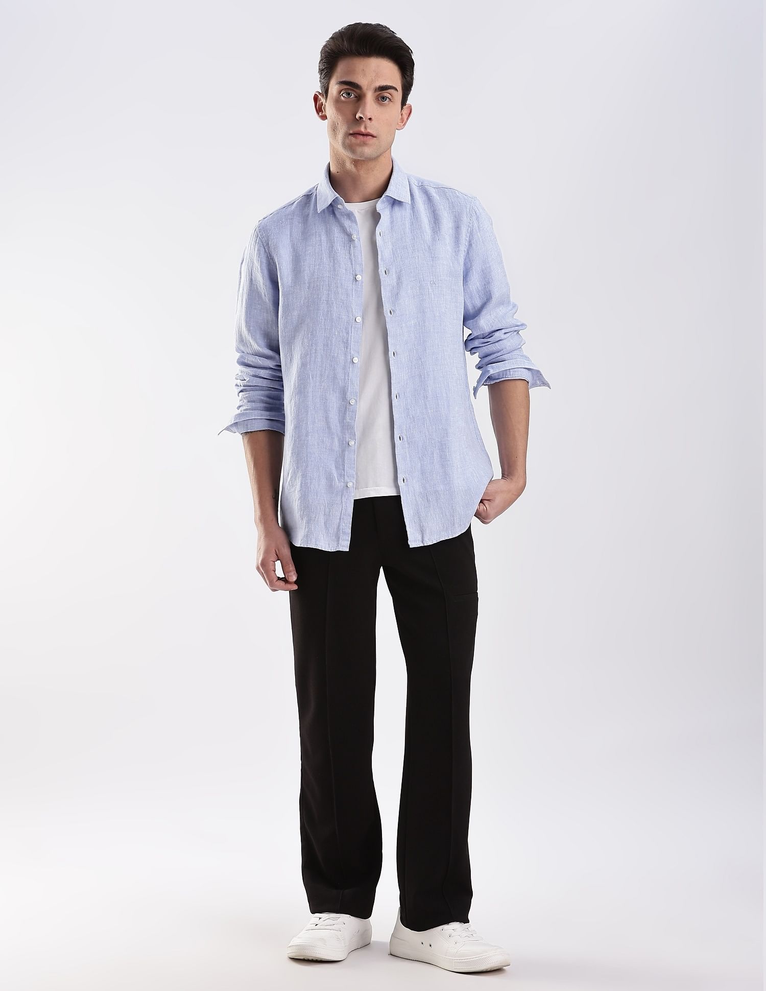 Calvin Klein Jeans Textured Slim Fit Plain Woven Shirt