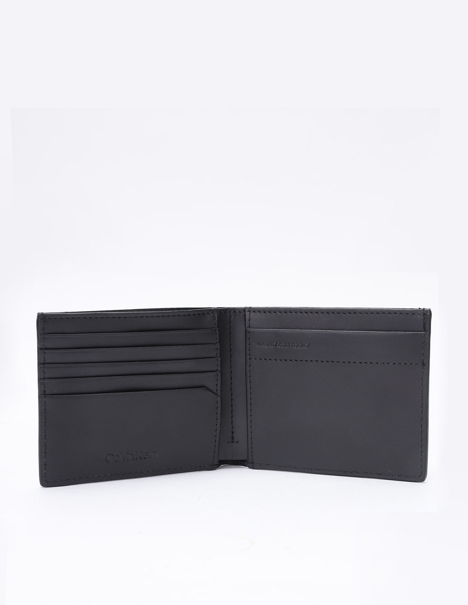 Calvin Klein Logo Black Leather Bi-Fold Wallet