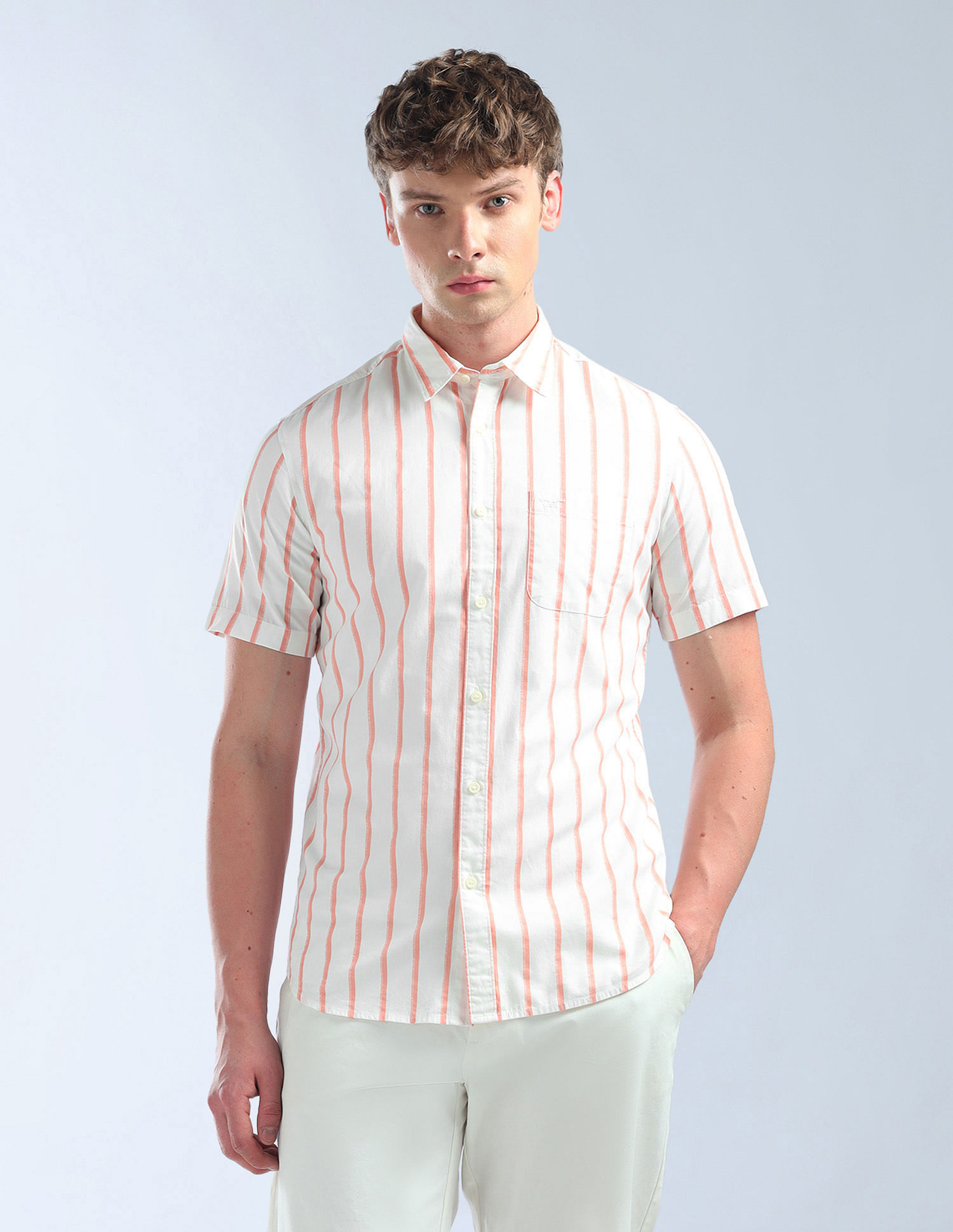 Flying Machine Vertical Striped Slim Fit Shirt