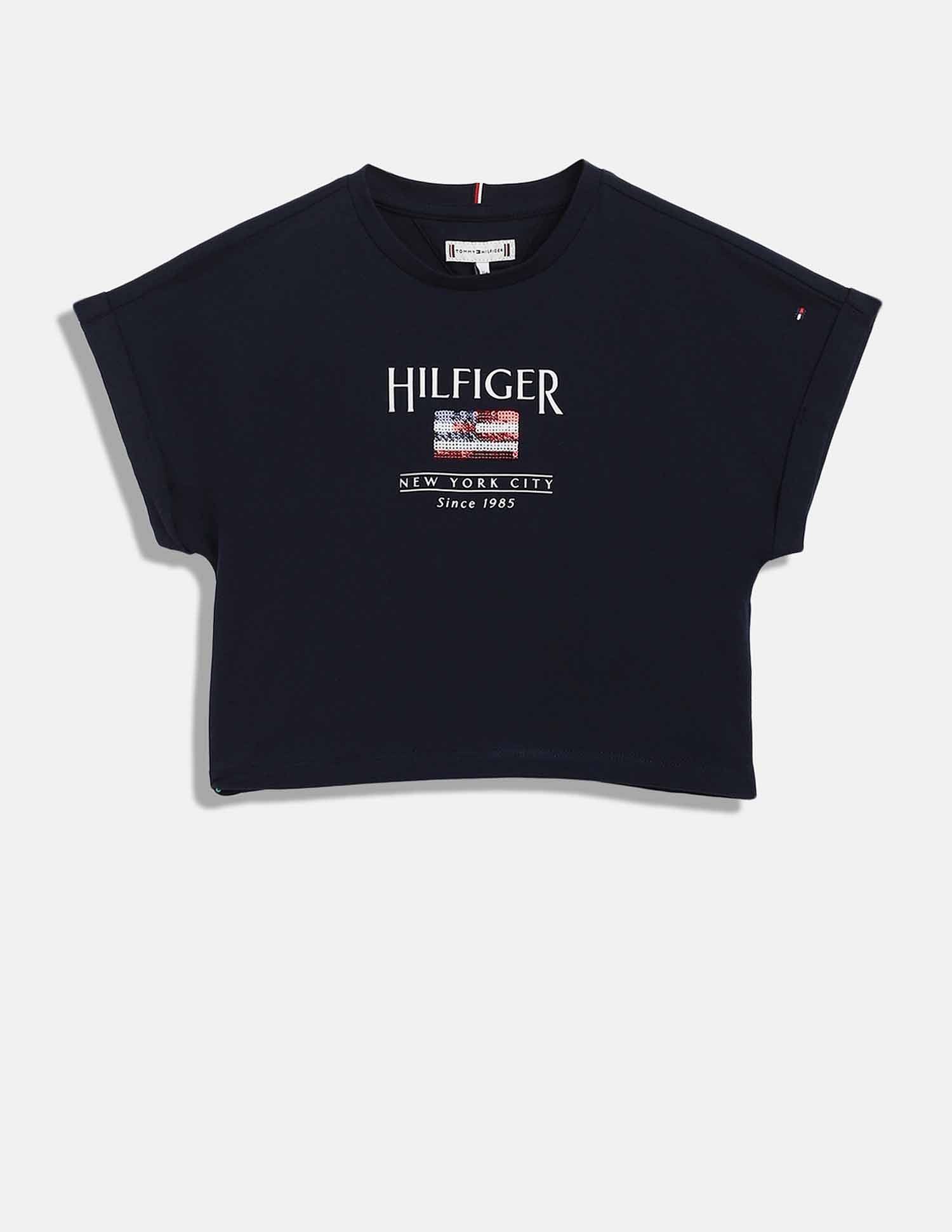 Tommy Hilfiger Kids Girls Logo Relaxed-Fit Cotton T-Shirt