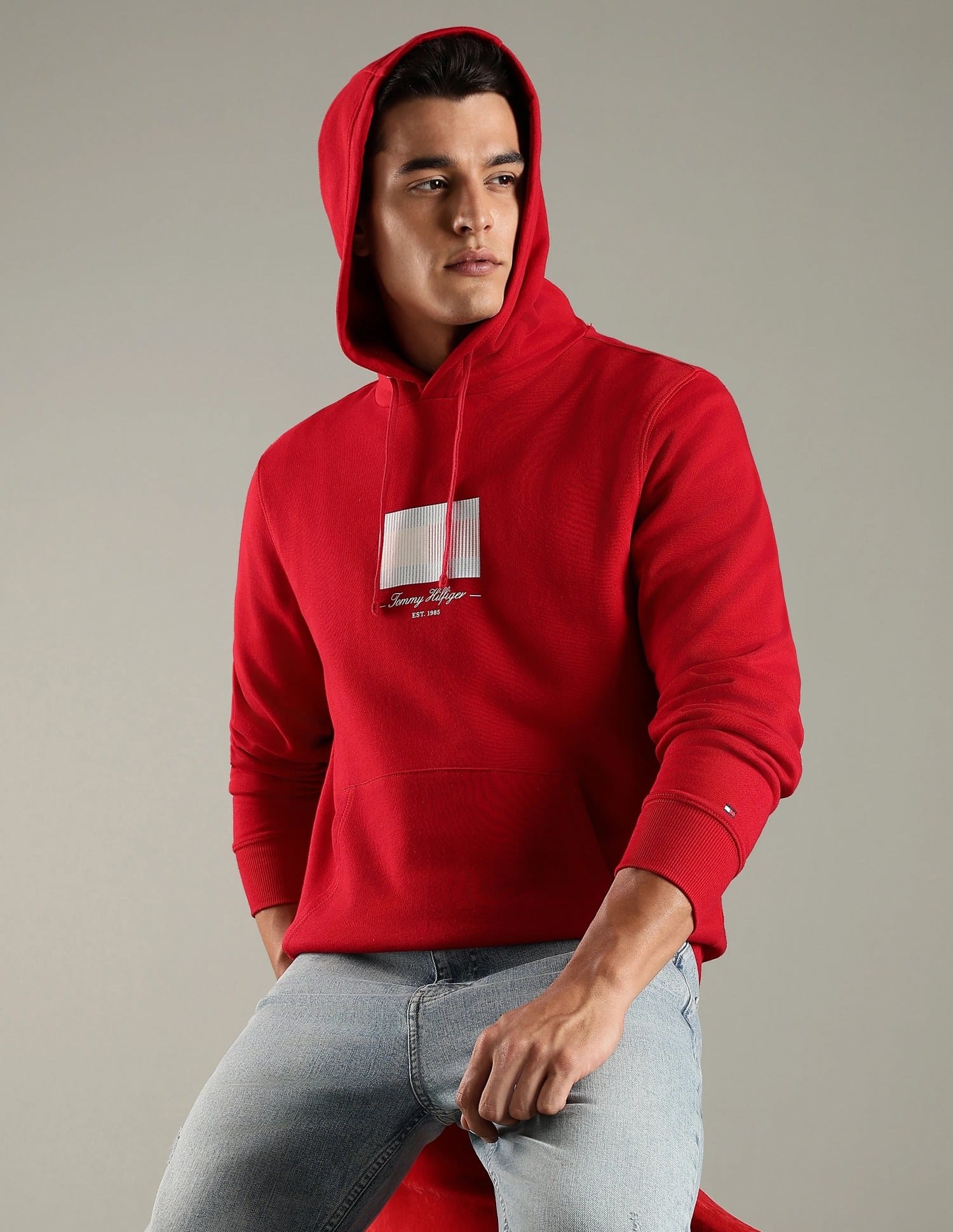 Buy Tommy Hilfiger Logo Regular Fit Cotton Sweatshirt