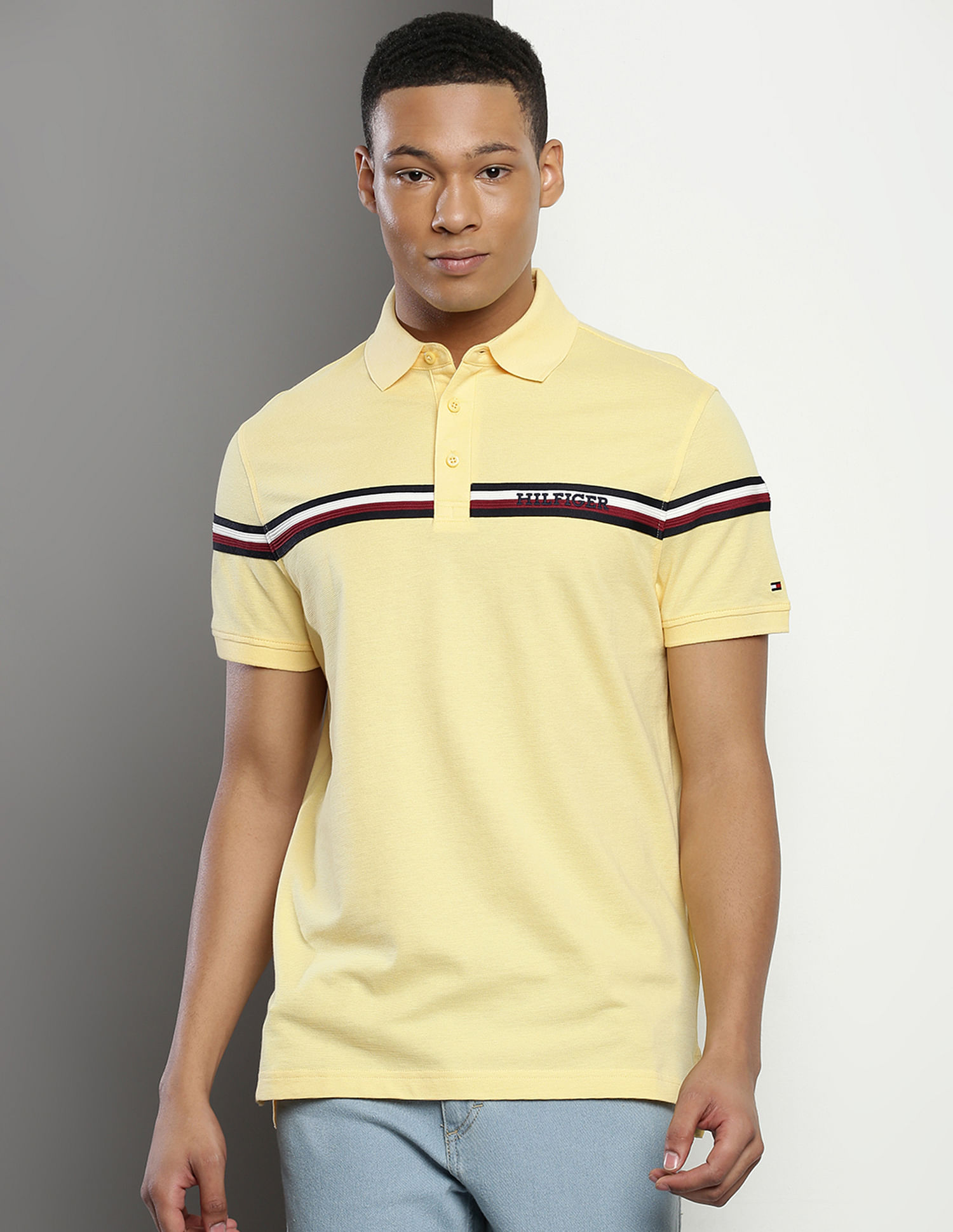Tommy Hilfiger Transitional Cotton Brand Stripe Polo Shirt