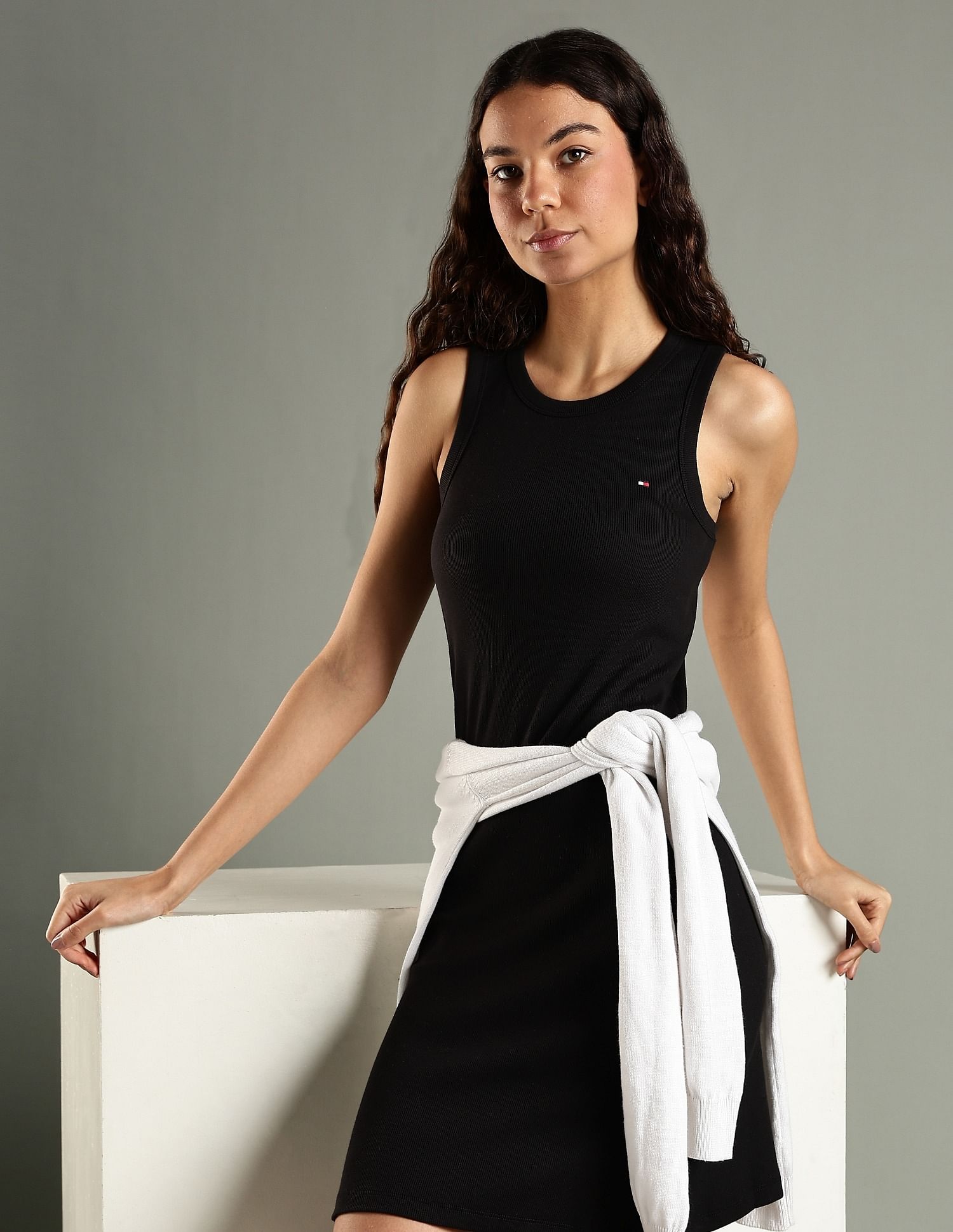 Tommy Hilfiger Cotton Round Neck Bodycon Dress