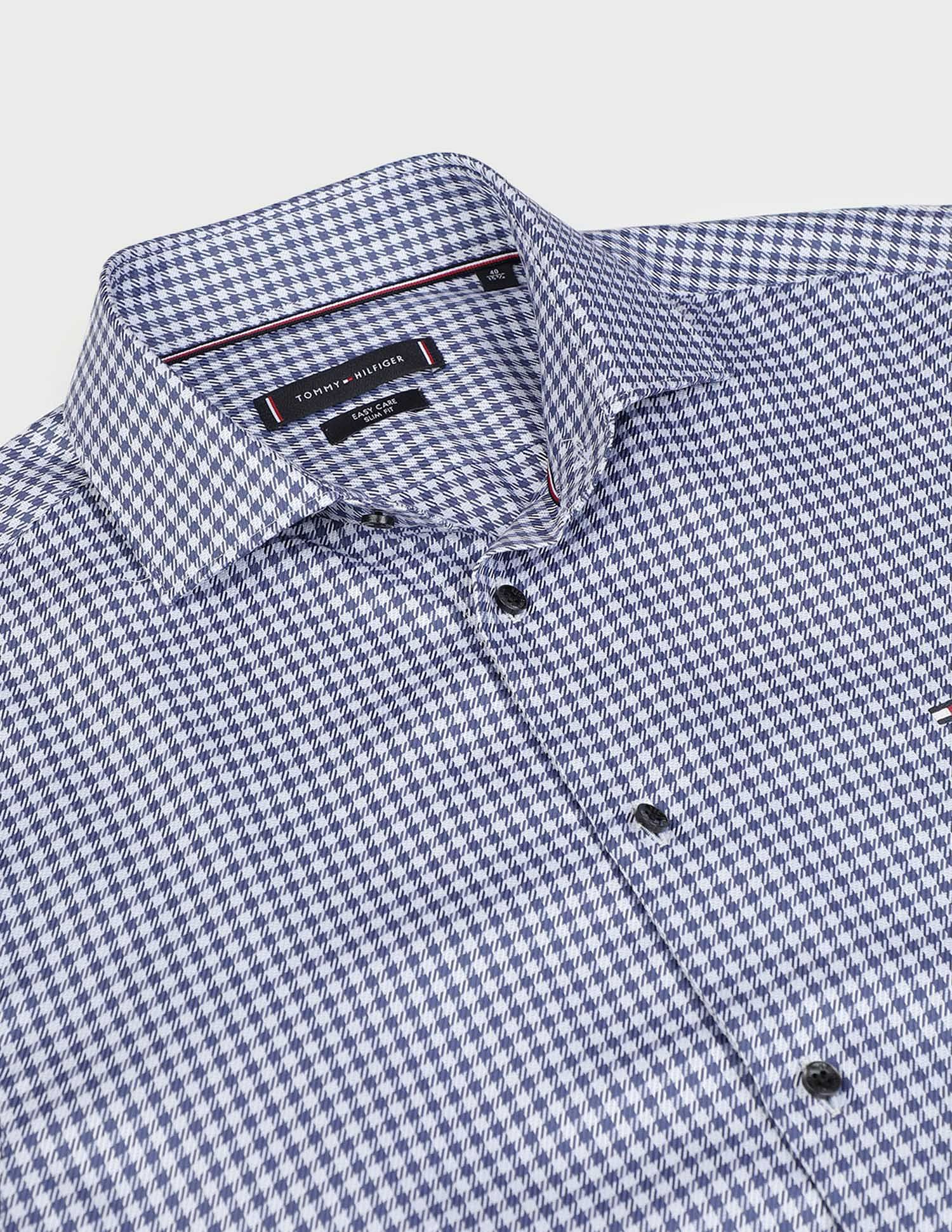 Tommy Hilfiger Satin Puppytooth Slim Fit Shirt