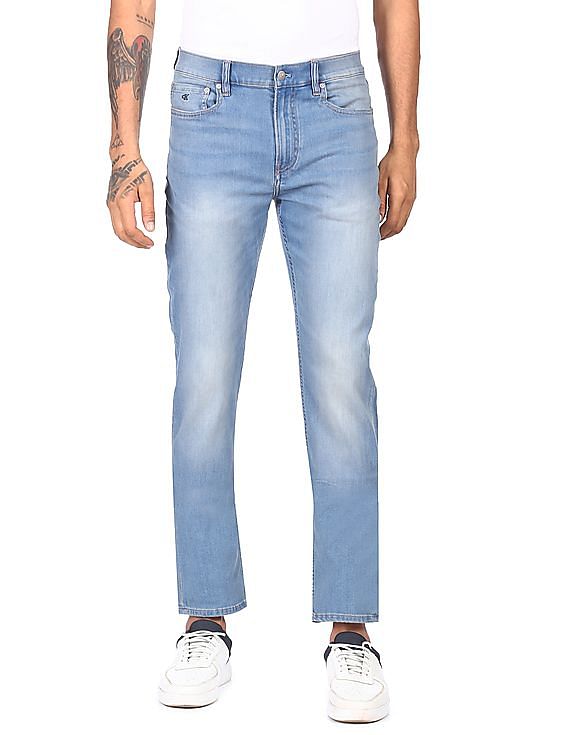 Calvin Klein Men Blue Mid Rise Stone Wash Jeans