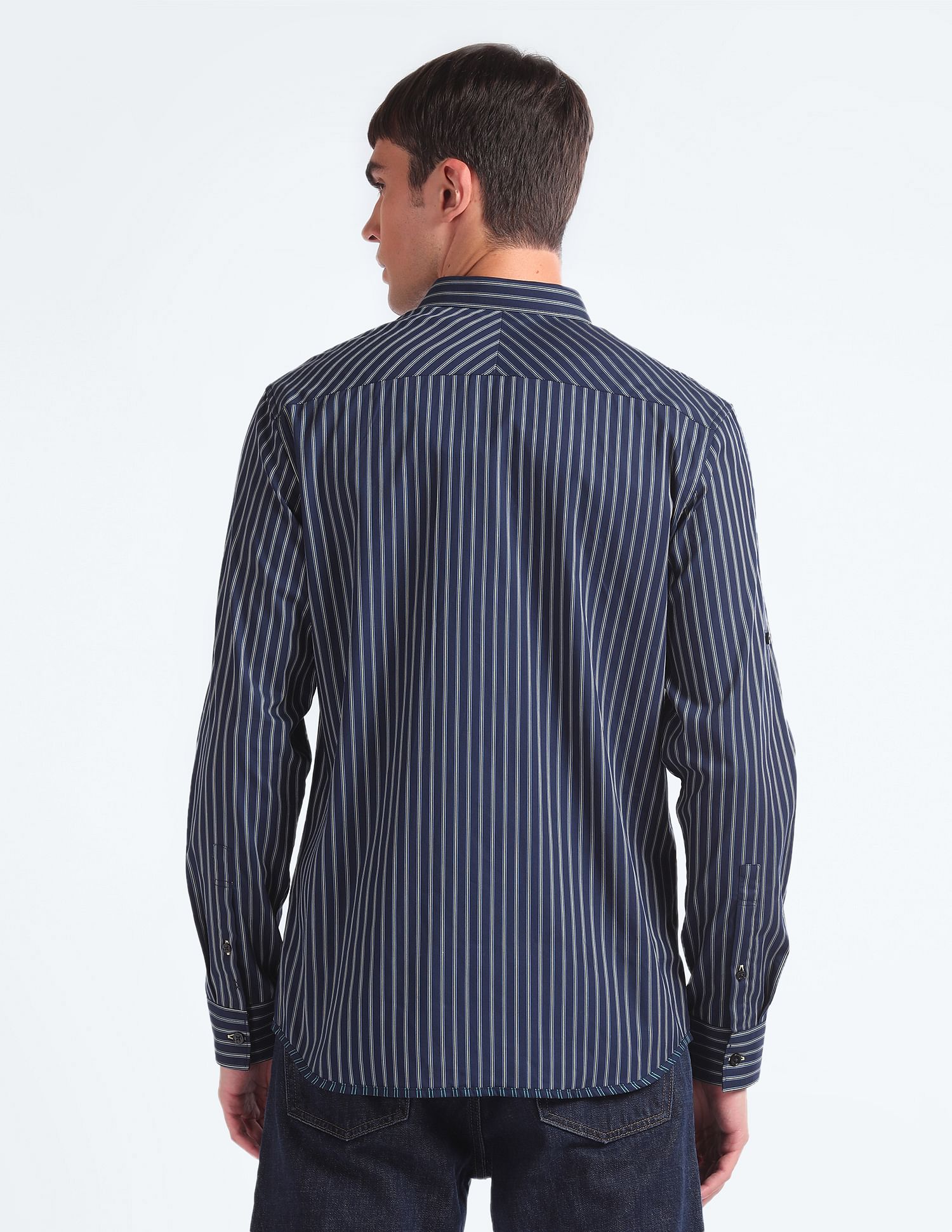 Flying Machine Vertical Stripe Cotton Shirt