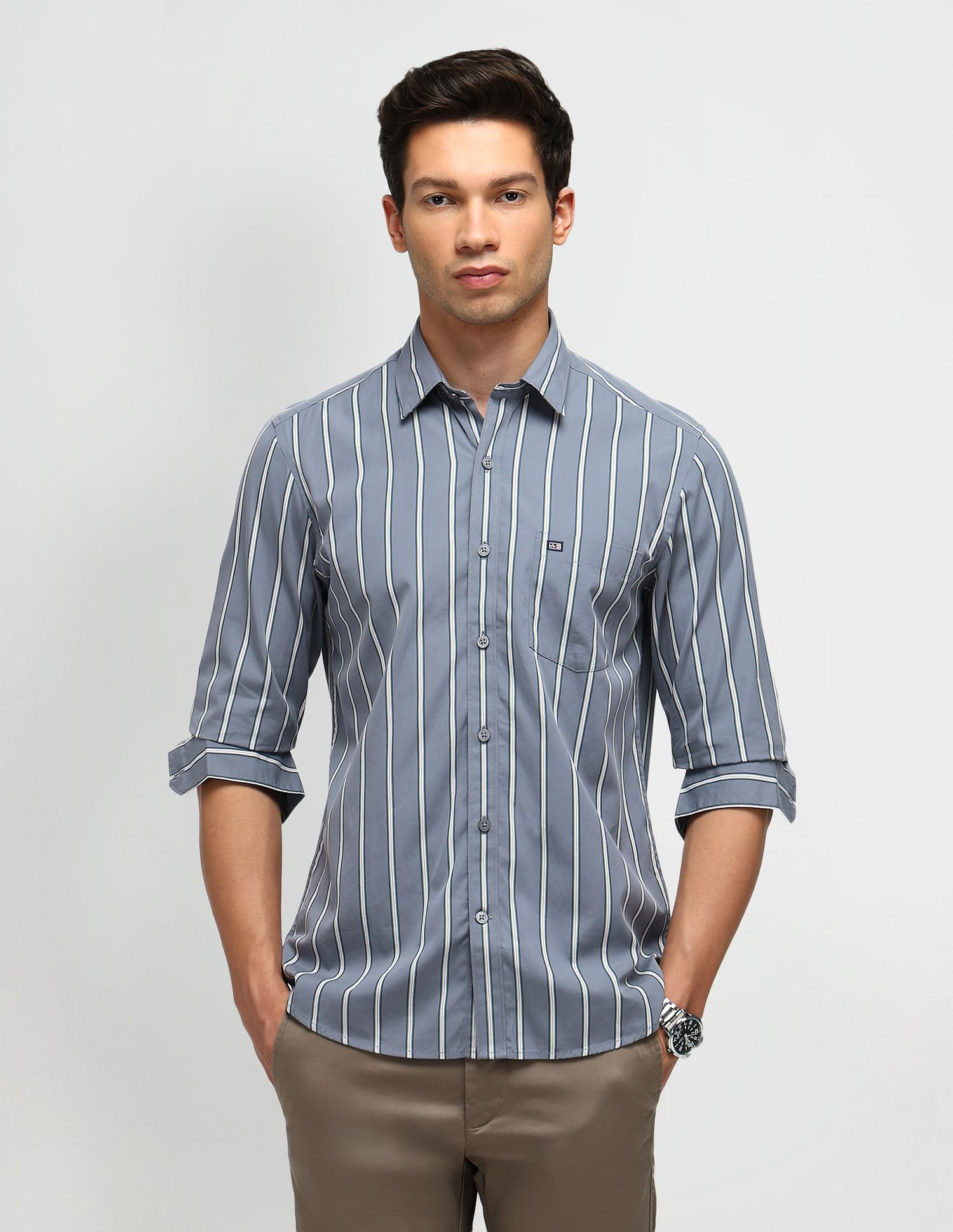 Arrow Sport Slim Fit Vertical Stripes Shirt