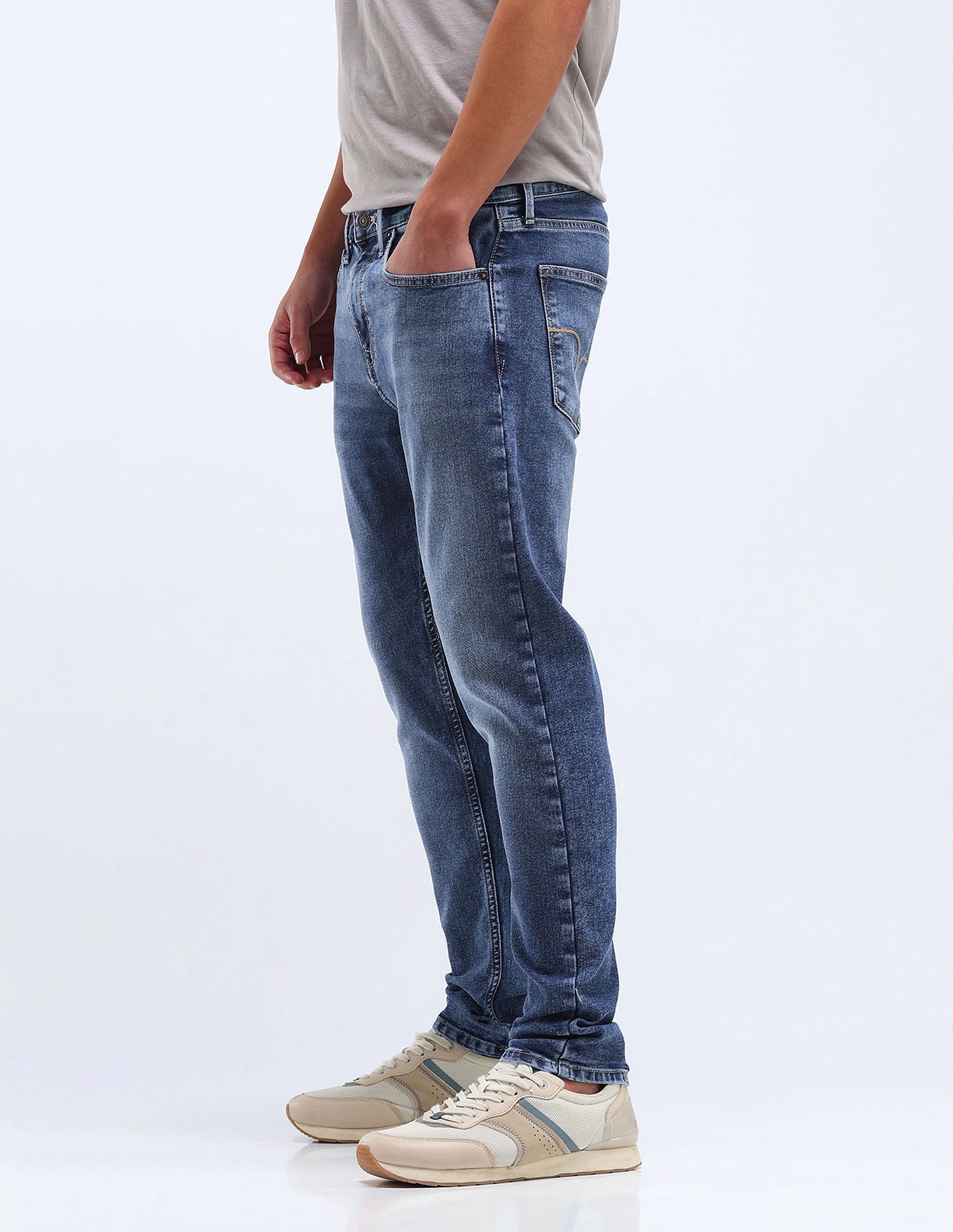 Flying Machine Slash Slim Tapered Stone Wash Jeans
