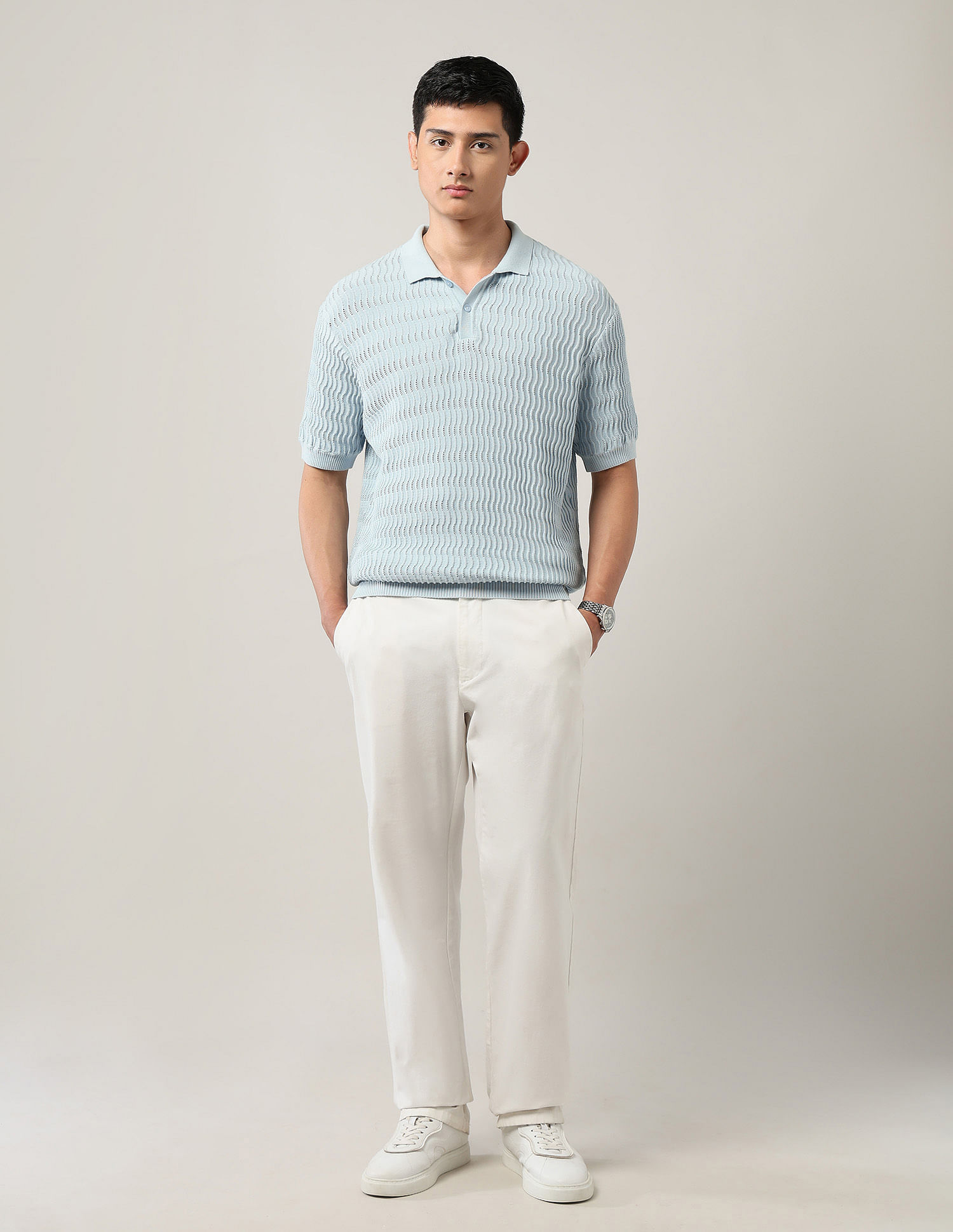 Arrow Relaxed Fit Textured Polo Shirt