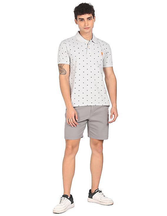 U.S. Polo Assn. Ribbed Collar Printed Polo Shirt