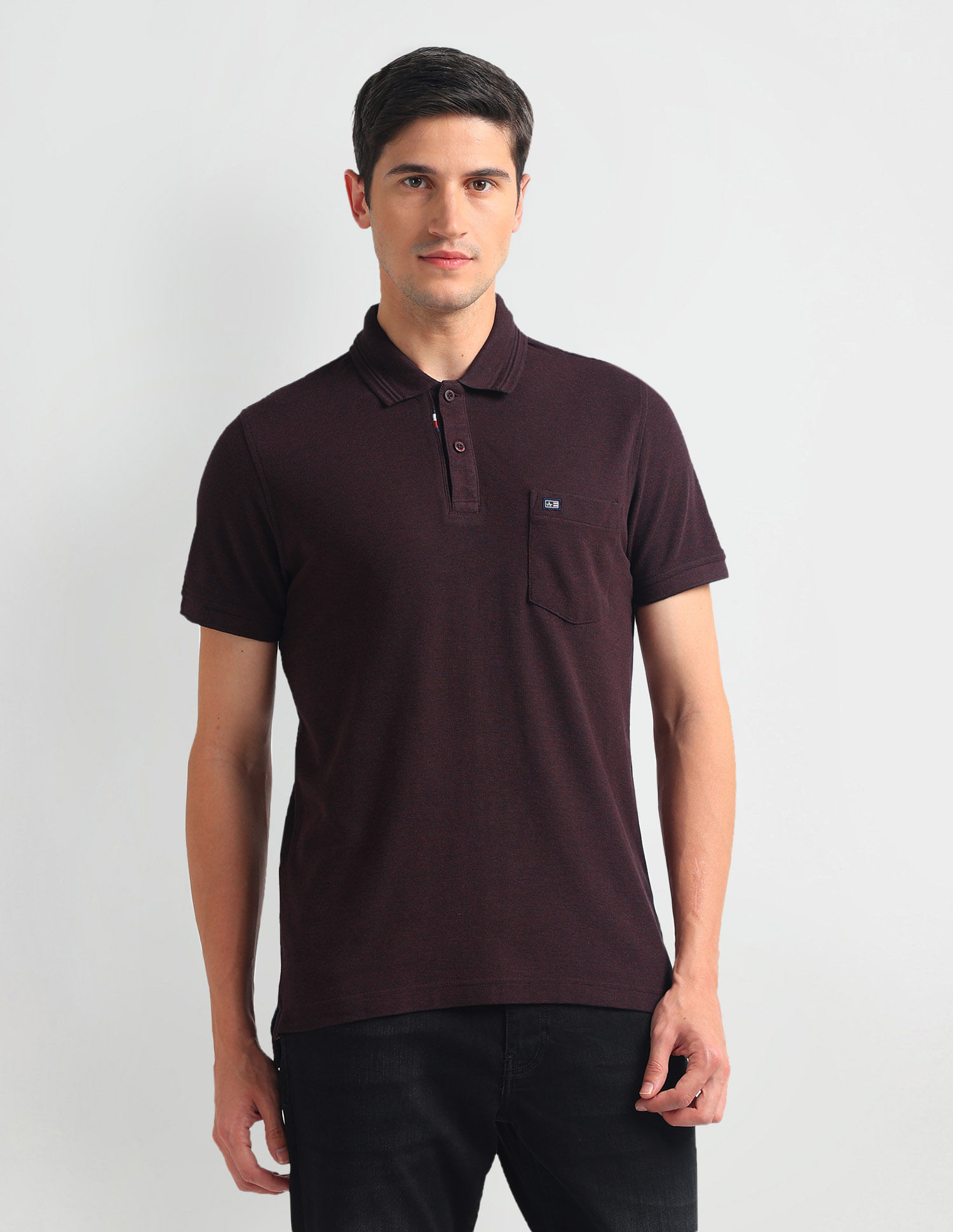 Arrow Sports Solid Chest Pocket Polo Shirt