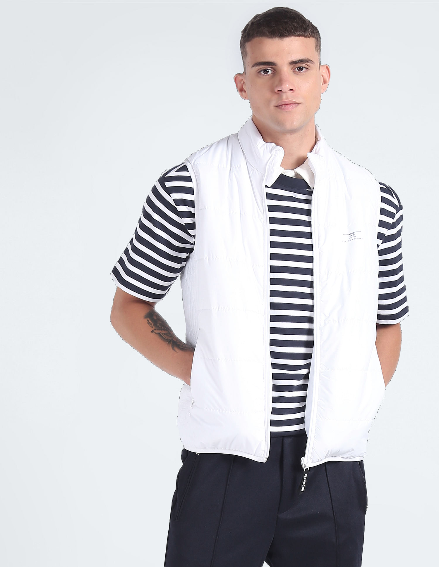 Flying Machine Sleeveless Solid Jacket