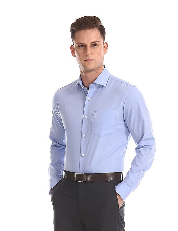 USPA Tailored French Placket Solid Shirt