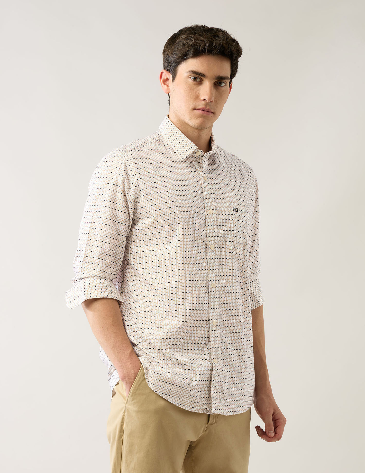 Arrow Sport Geometric Printed Printed Tailored Fit Shirt