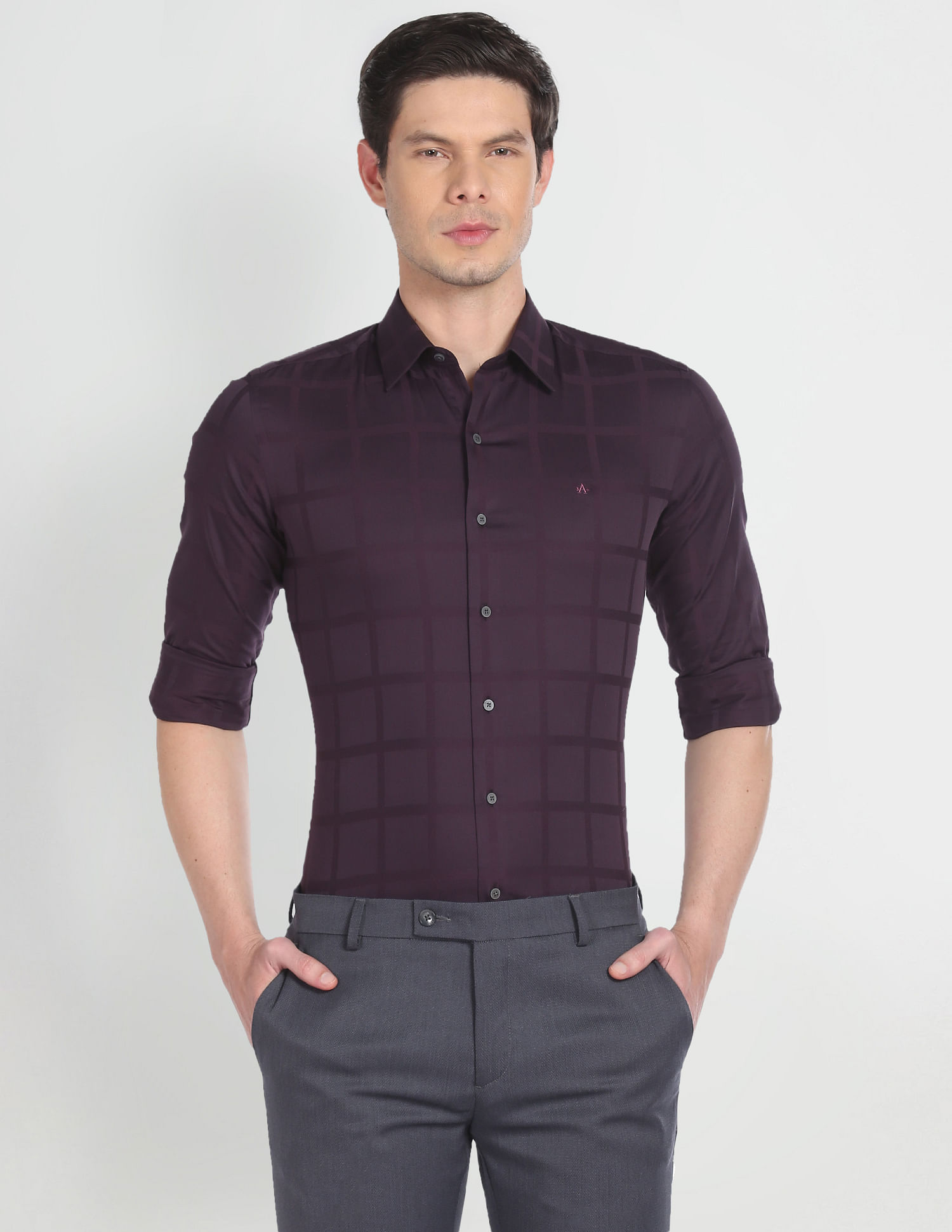 Arrow Newyork Windowpane Check Twill Shirt