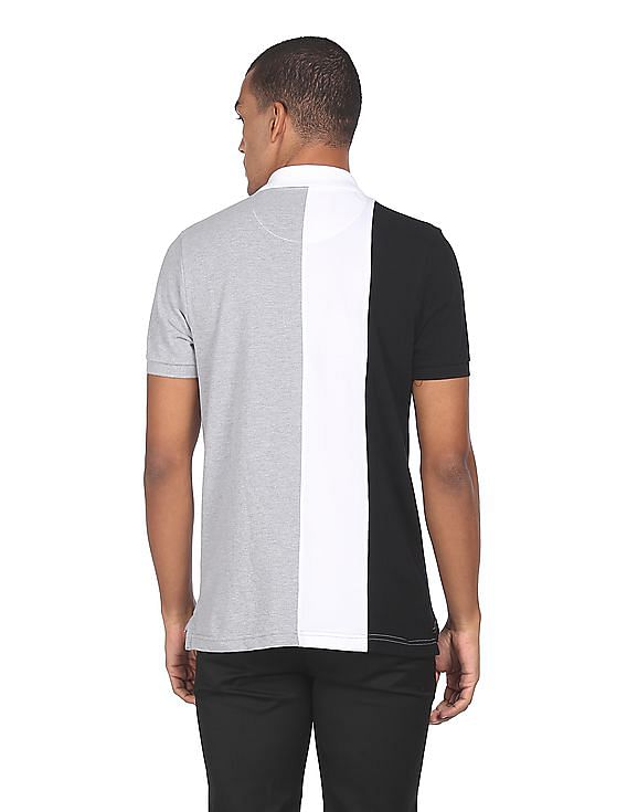 U.S. Polo Assn. Men Multi Colour Embroidered Logo Striped Polo Shirt