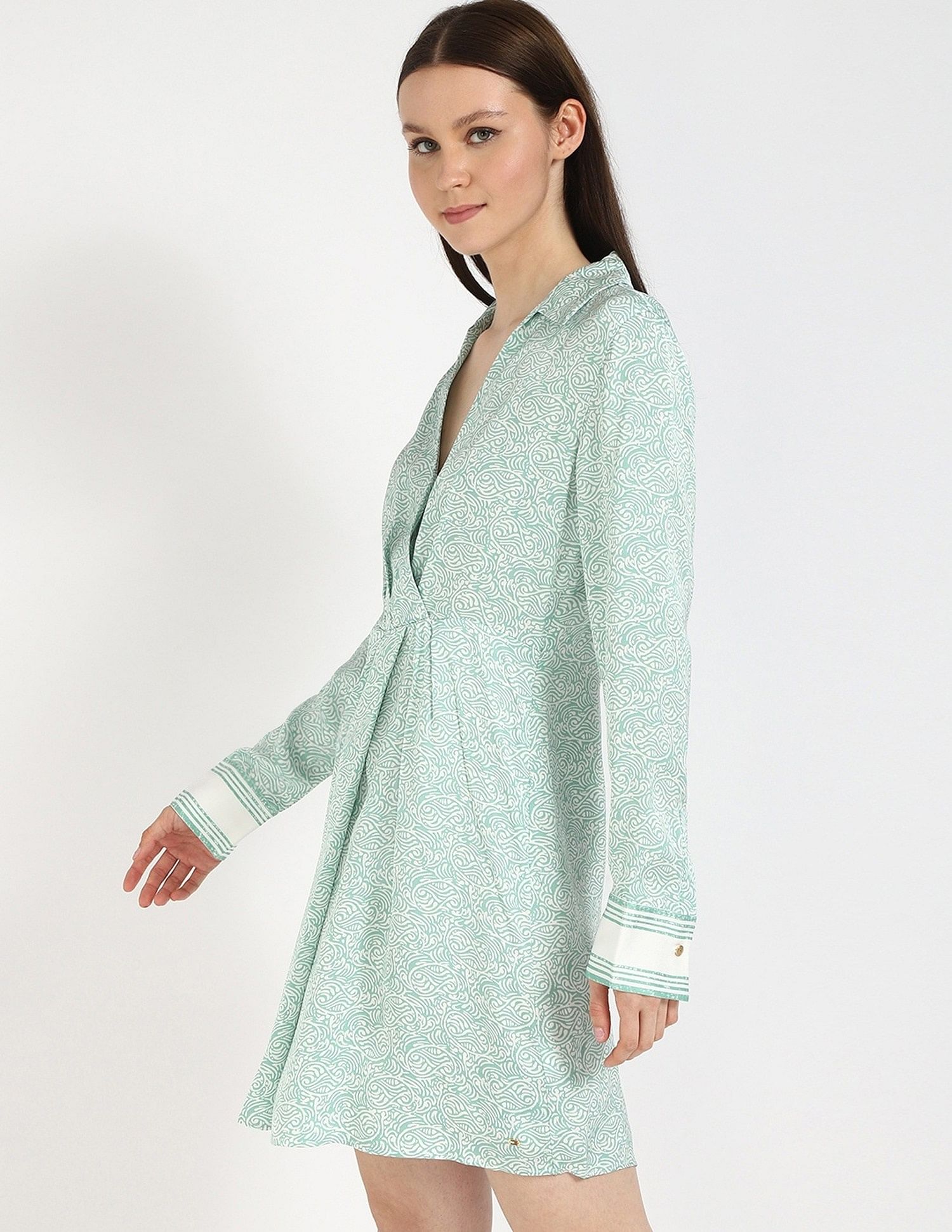 Tommy Hilfiger Viscose Spread Collar A-Line Dress