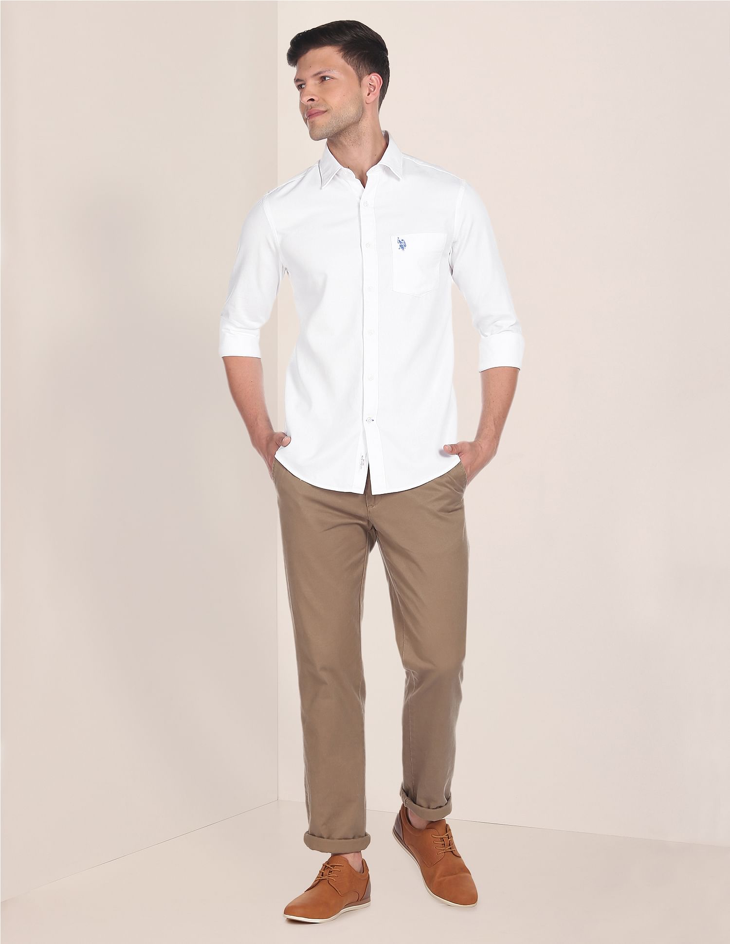 U.S. Polo Assn. Birdseye Dobby Textured Solid Shirt