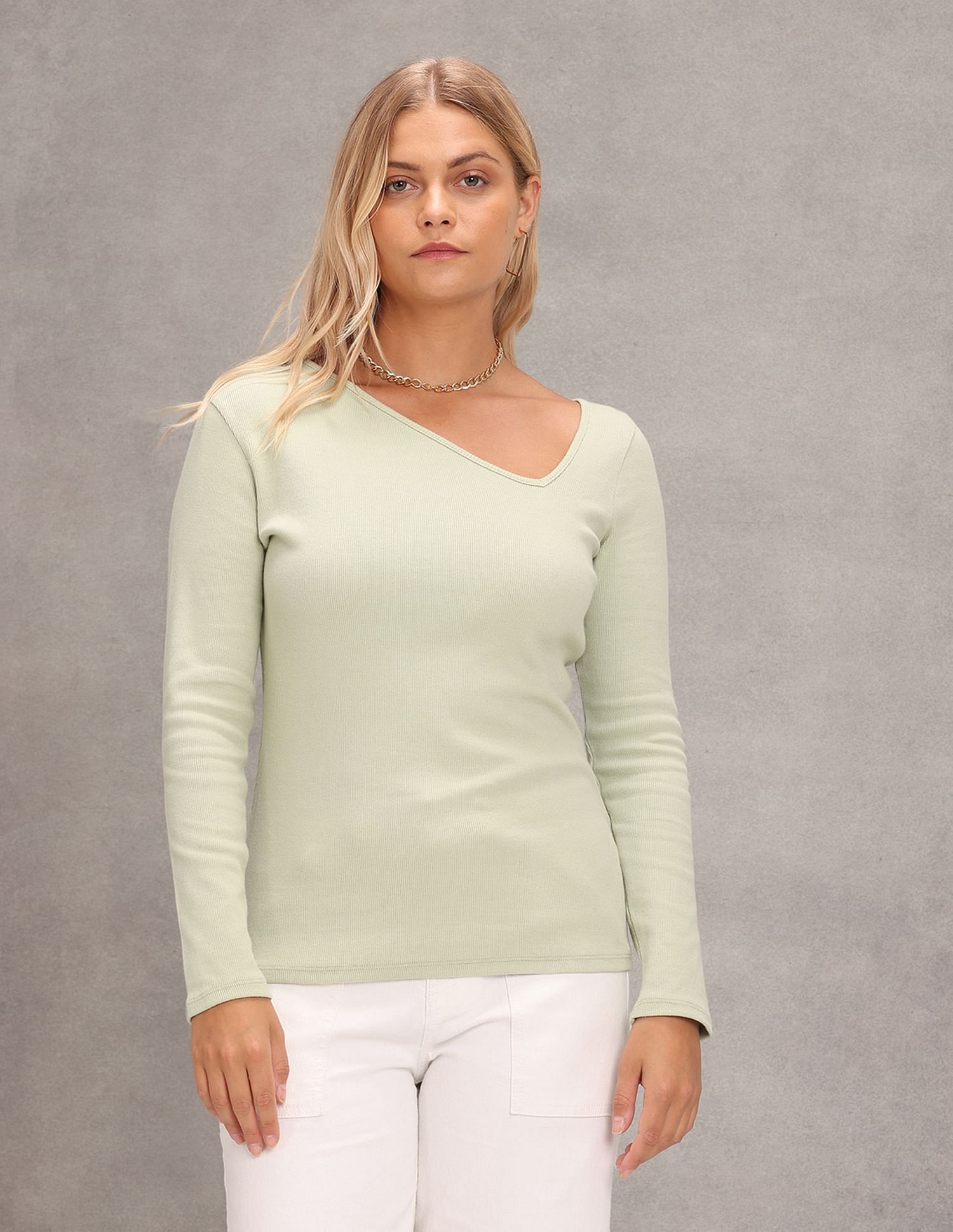 U.S. Polo Assn. Women Long Sleeve V-Neck Top