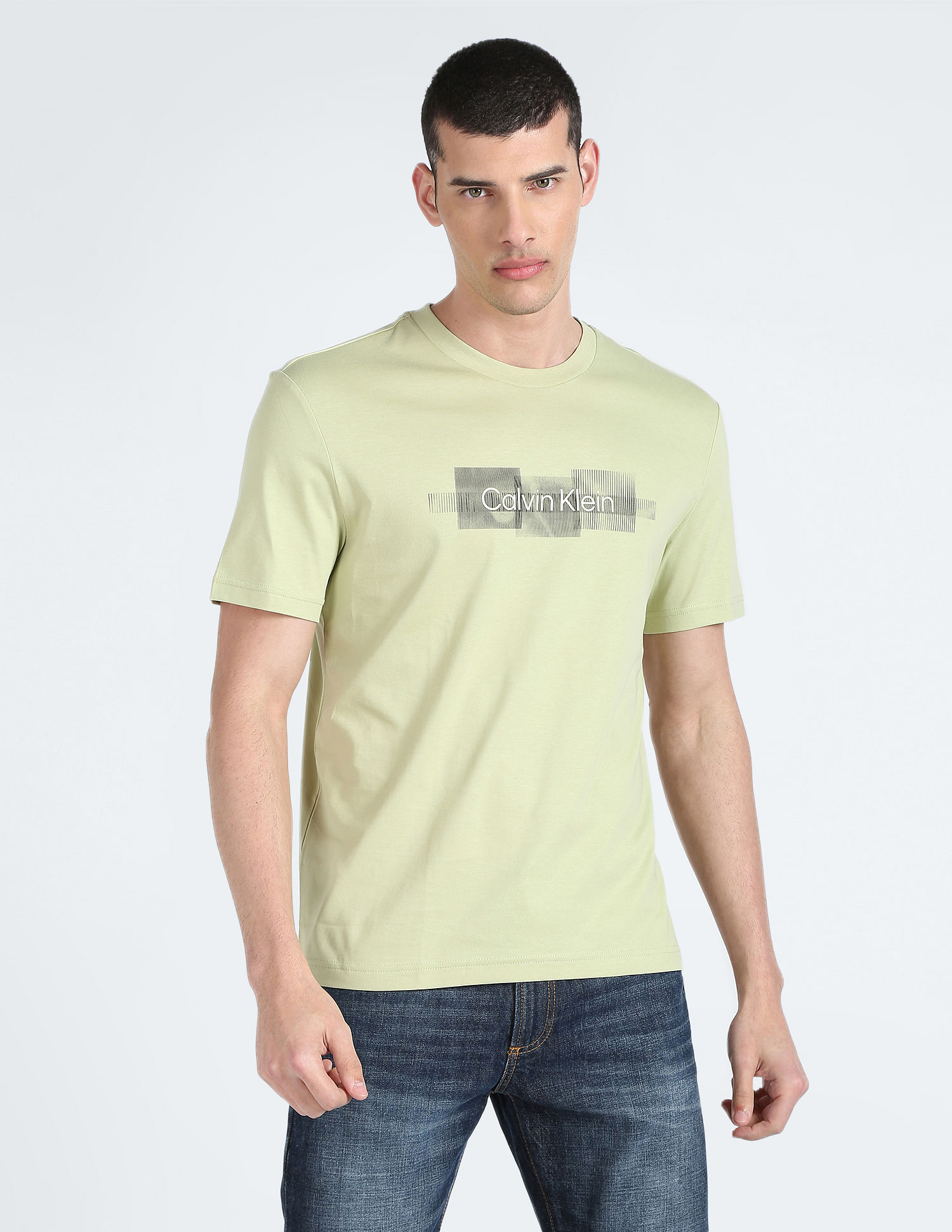 Calvin Klein Recycled Cotton Box Stripe Logo T-Shirt