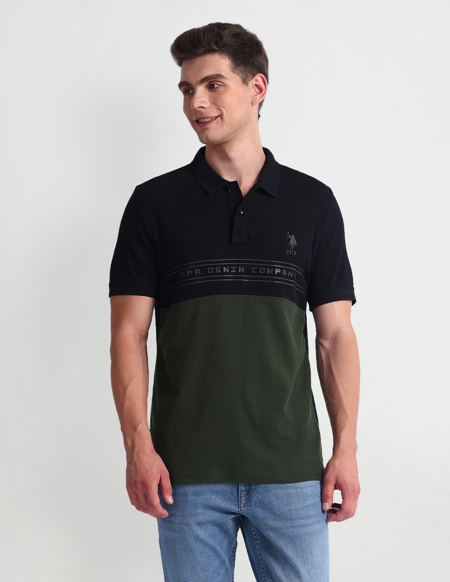 U.S. Polo Assn. Denim Co. Colour Block Muscle Fit Polo Shirt