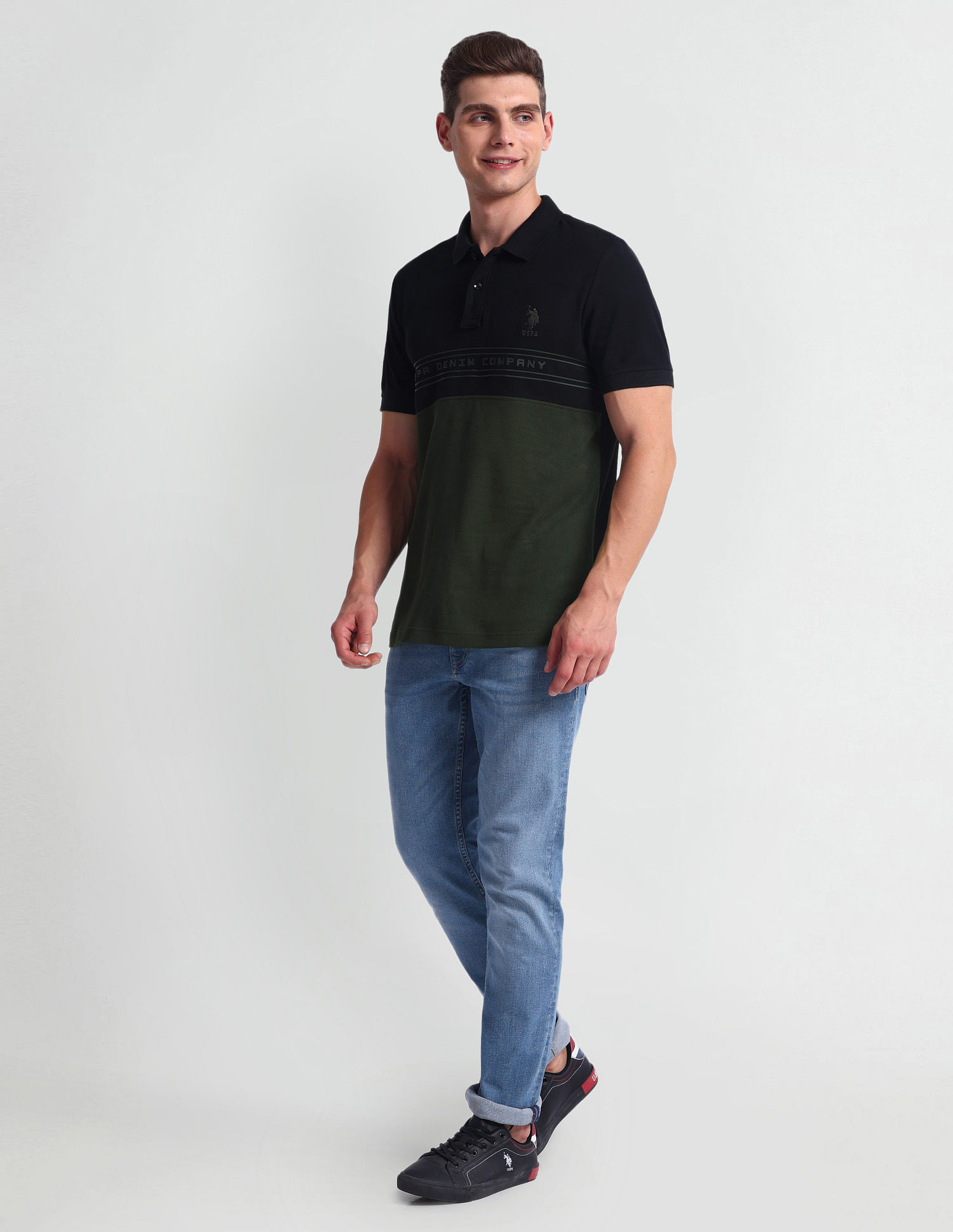 U.S. Polo Assn. Denim Co. Colour Block Muscle Fit Polo Shirt
