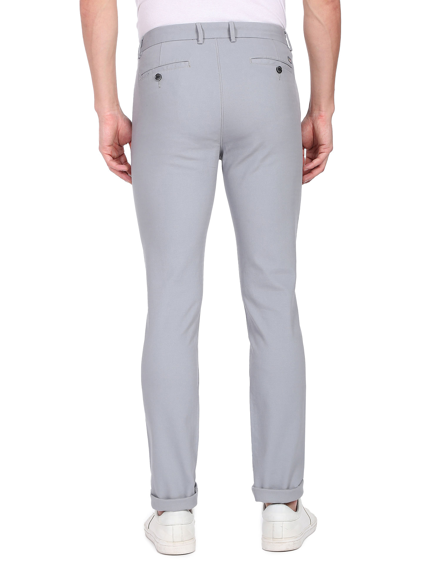 Light Grey Self Design Trousers - Selling Fast at Pantaloons.com
