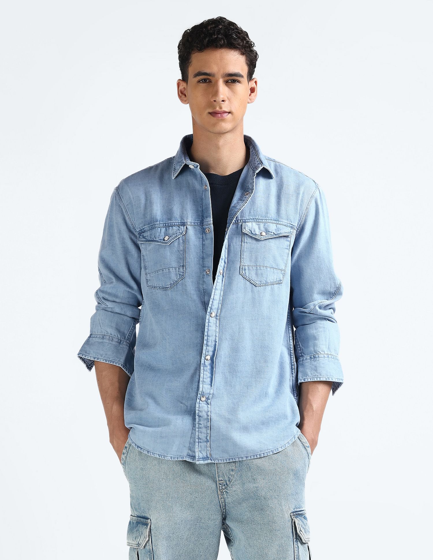 Flying Machine Chambray Weave Cotton Shirt