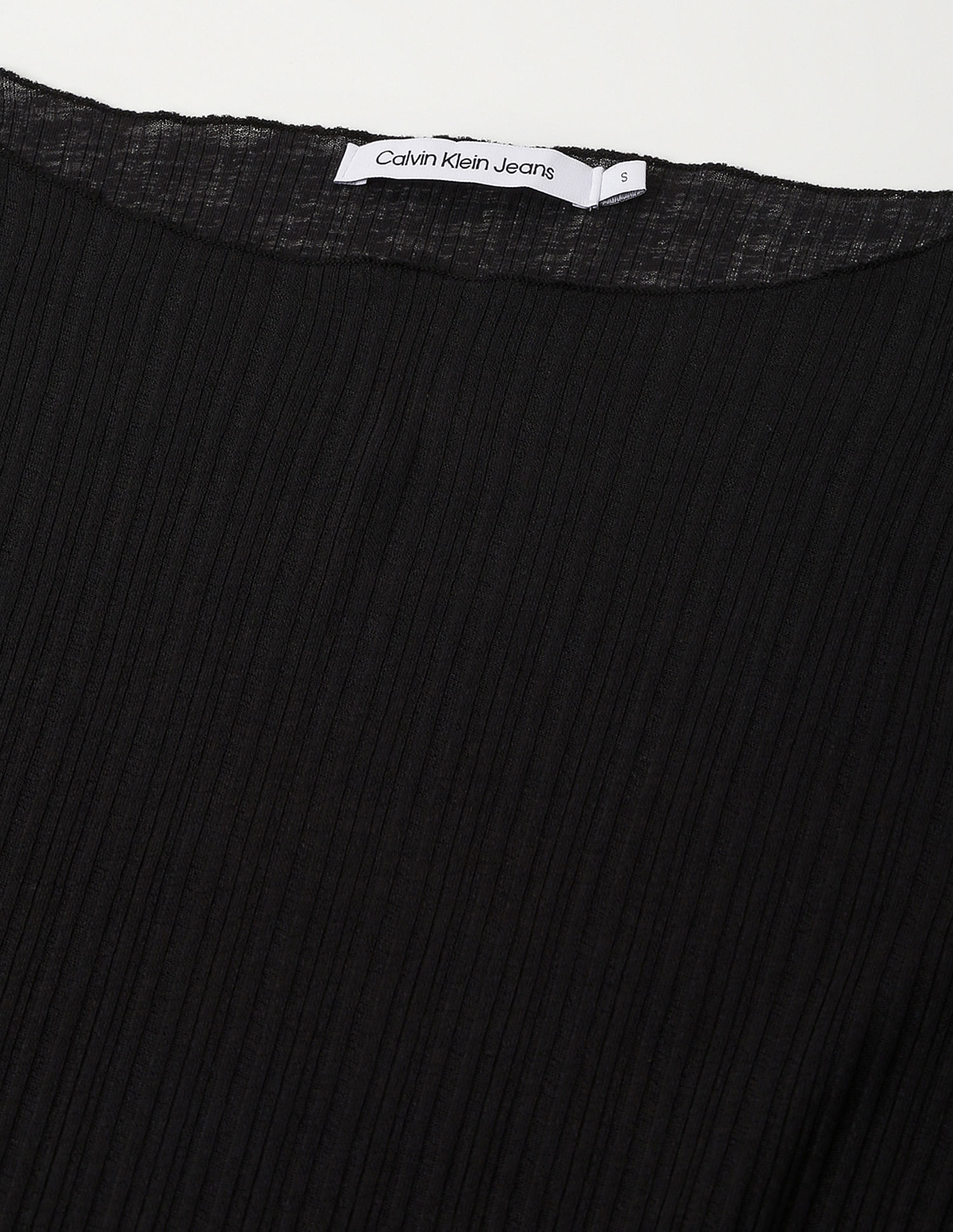 Calvin Klein Sheer Ribbed Long Sleeve Top