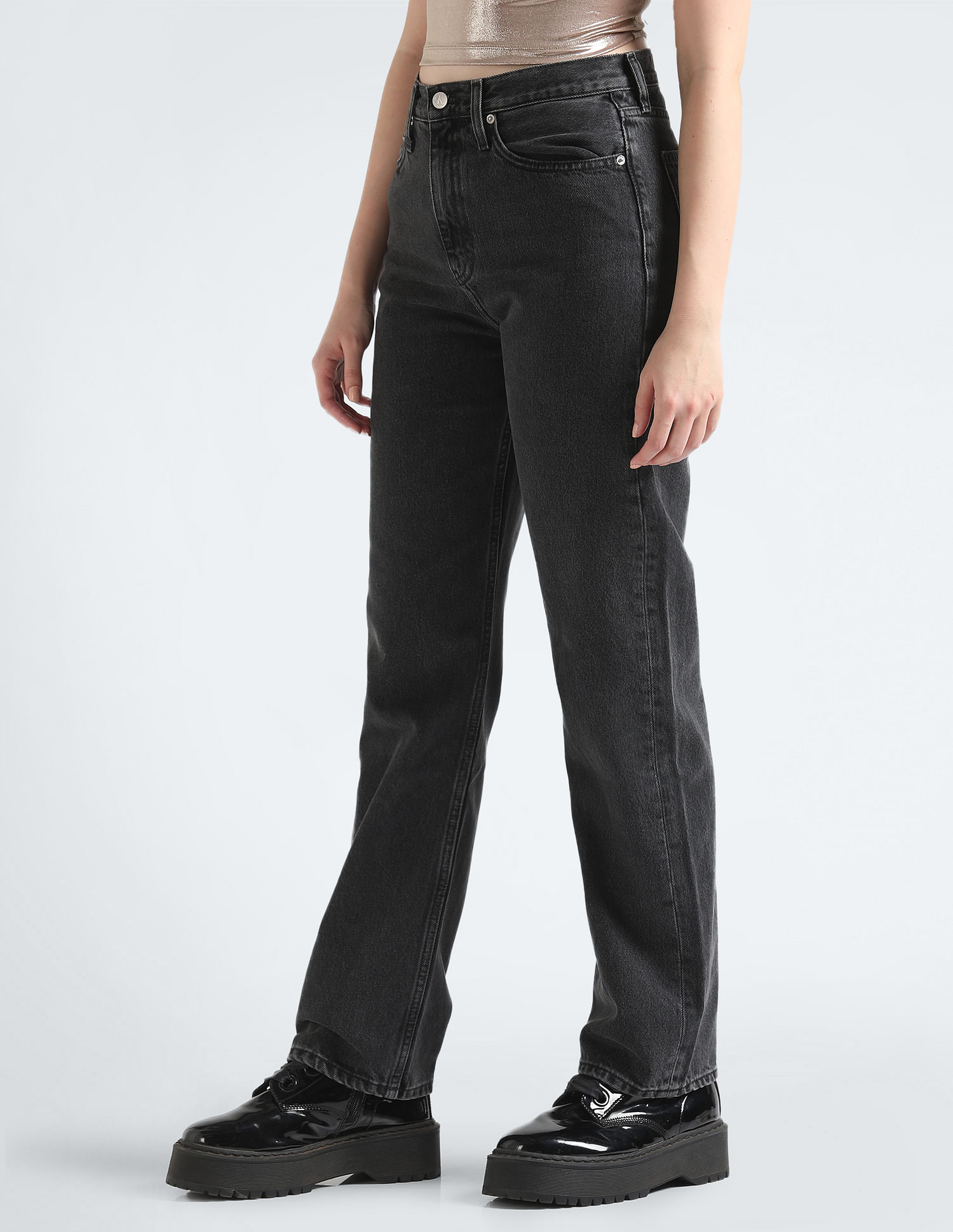 Calvin Klein Jeans High Rise Rinsed Straight Jeans
