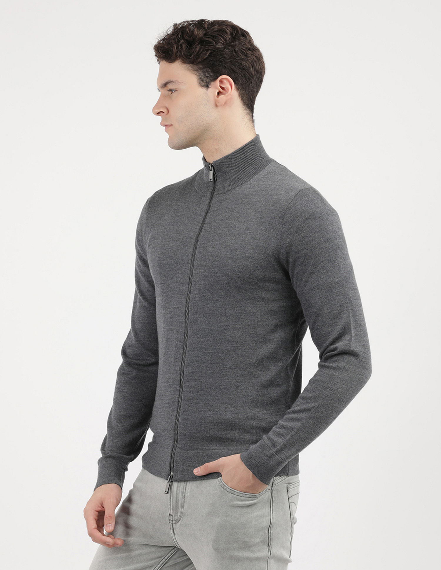 Calvin Klein Jeans Merino Rws Zip Through Sweater