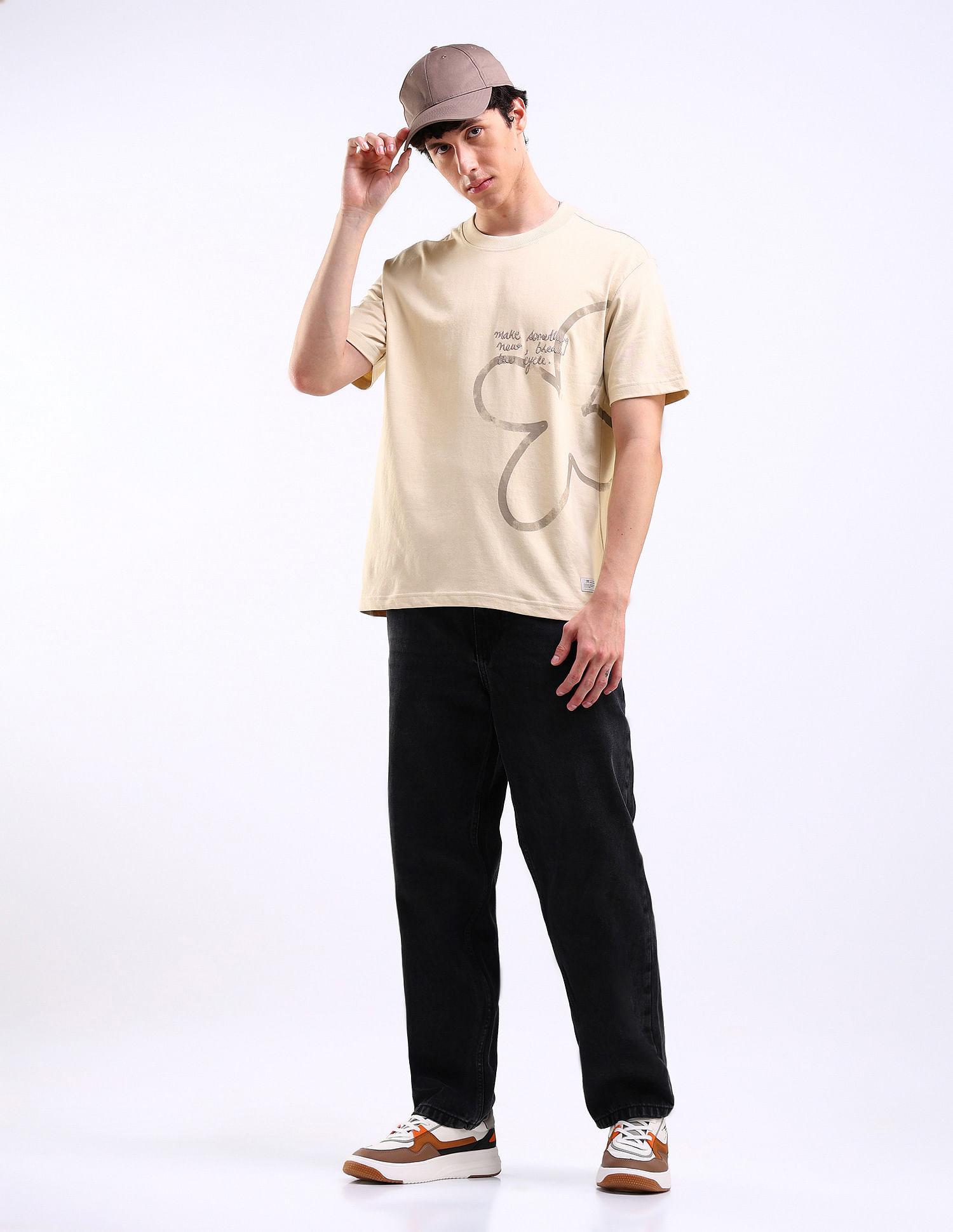 Flying Machine Abstract Print Relaxed Fit T-Shirt