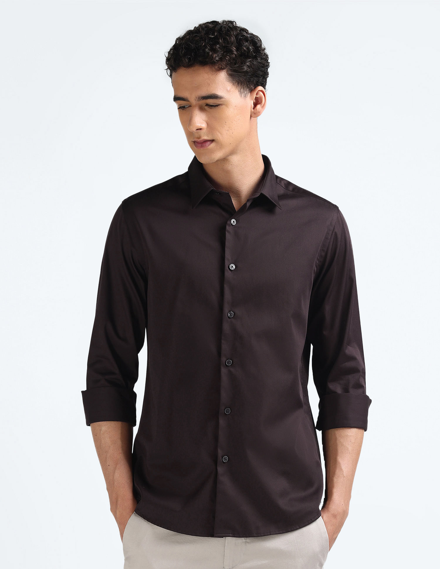 Flying Machine Sateen Cotton Slim Fit Shirt
