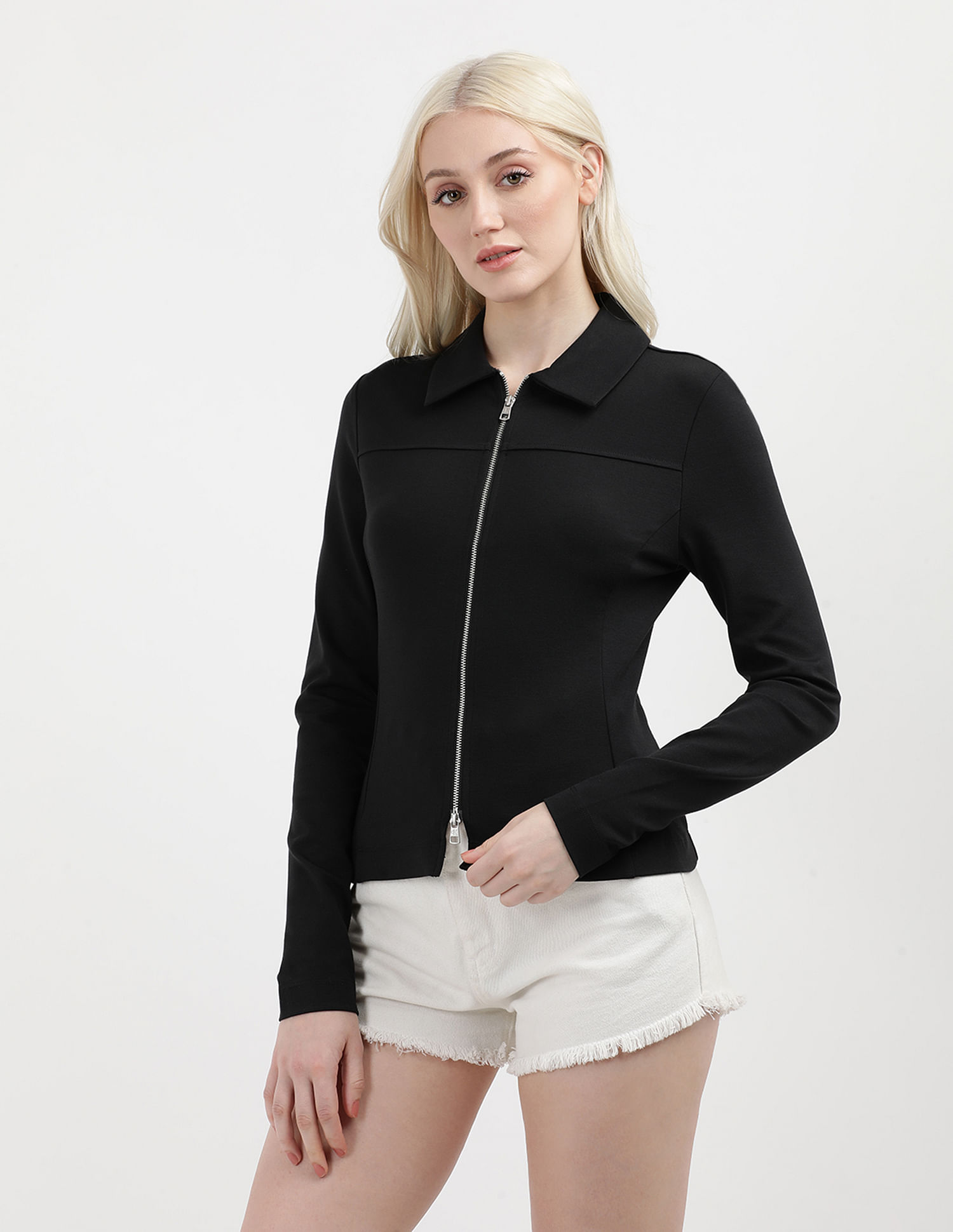 Calvin Klein Zipper Long Sleeve Milano Top
