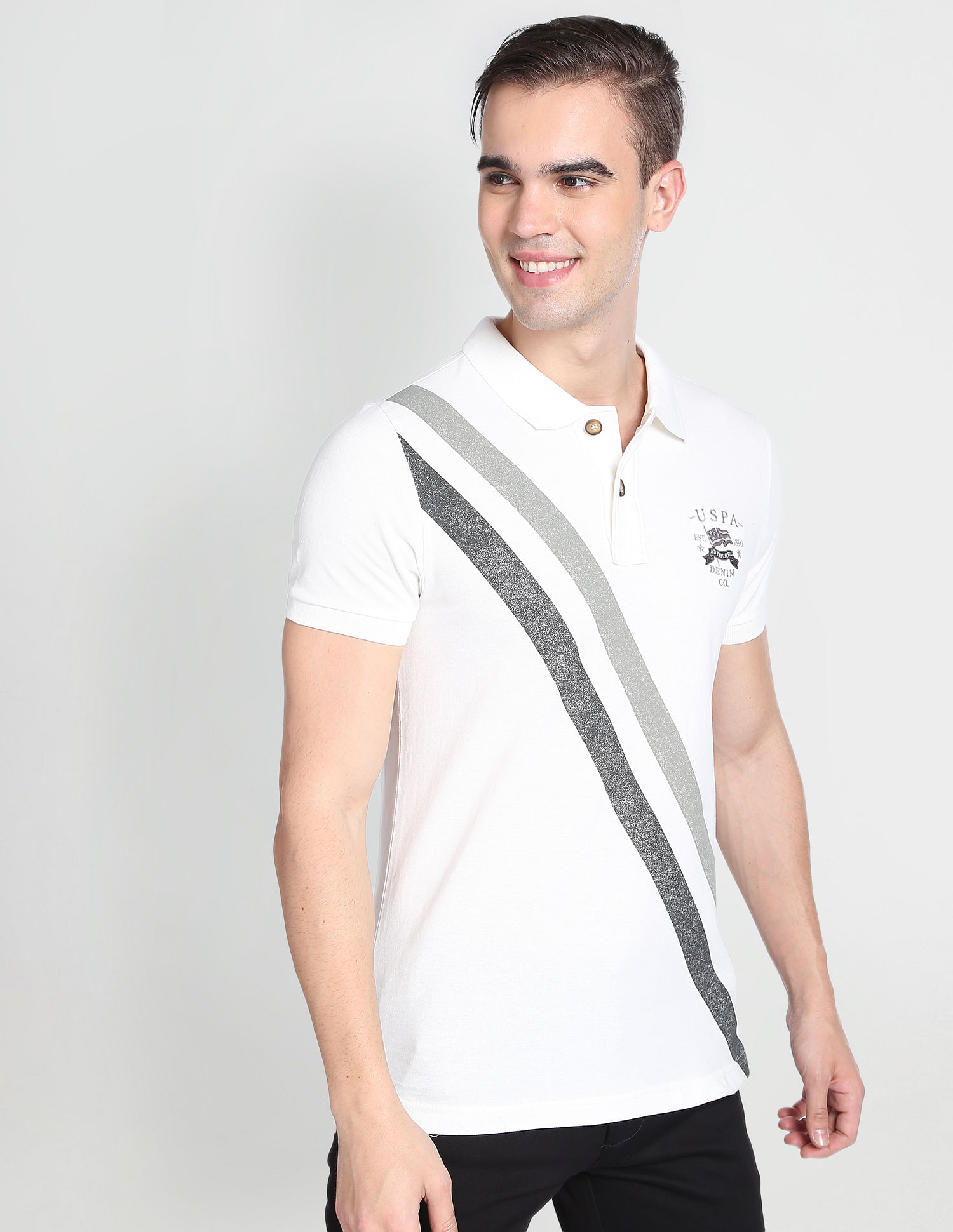 U.S. Polo Assn. Denim Co. Diagonal Stripe Cotton Polo Shirt