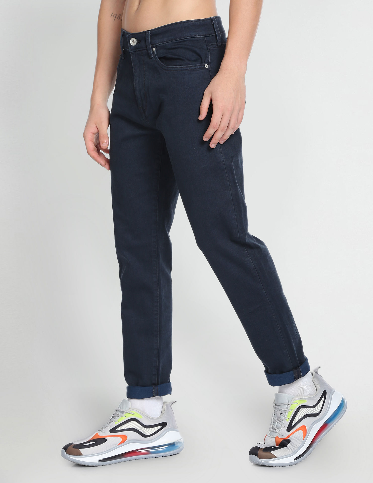 Flying Machine Slash Slim Tapered Fit Mid Rise Jeans