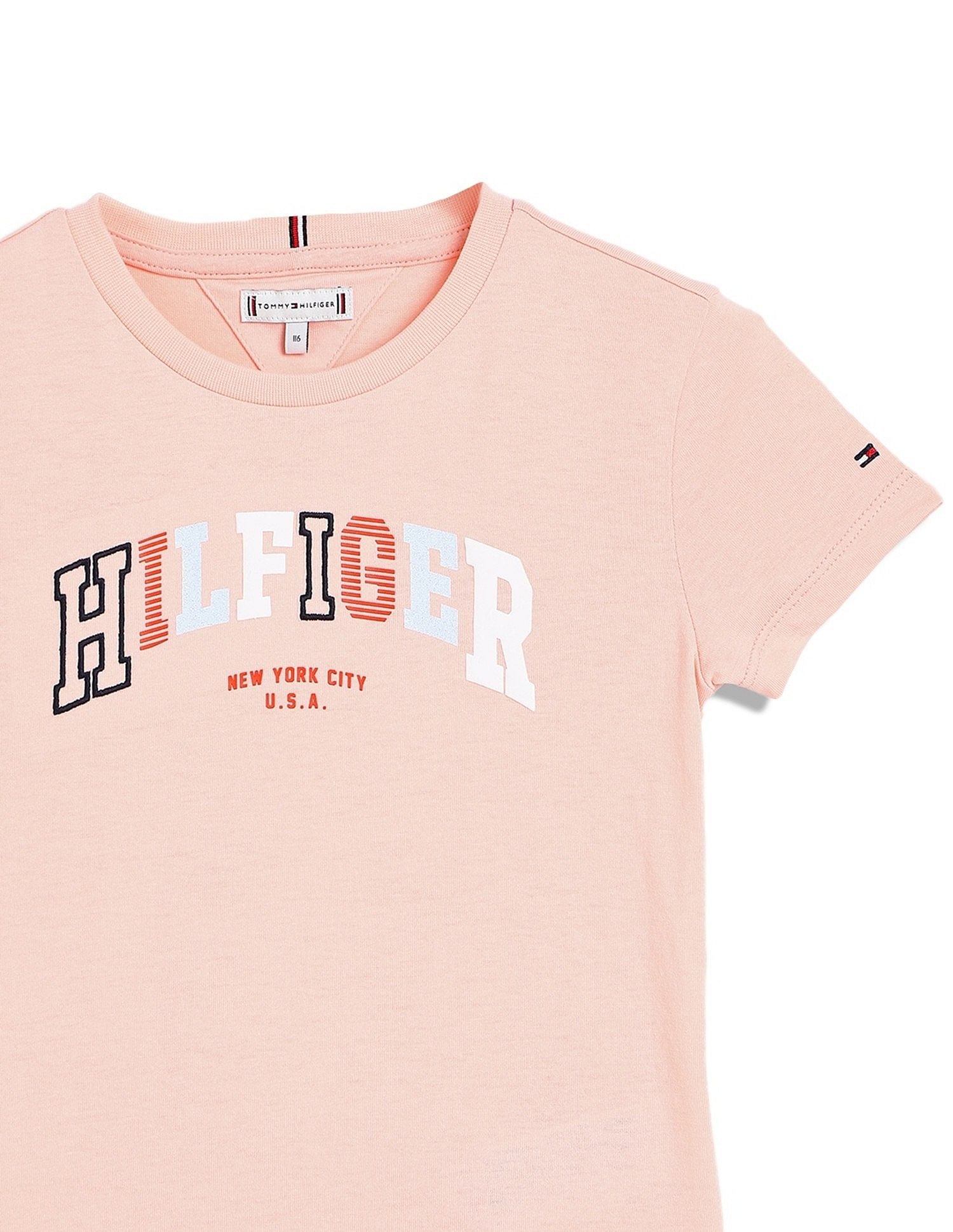 Tommy Hilfiger Girls Orange Logo T-Shirt